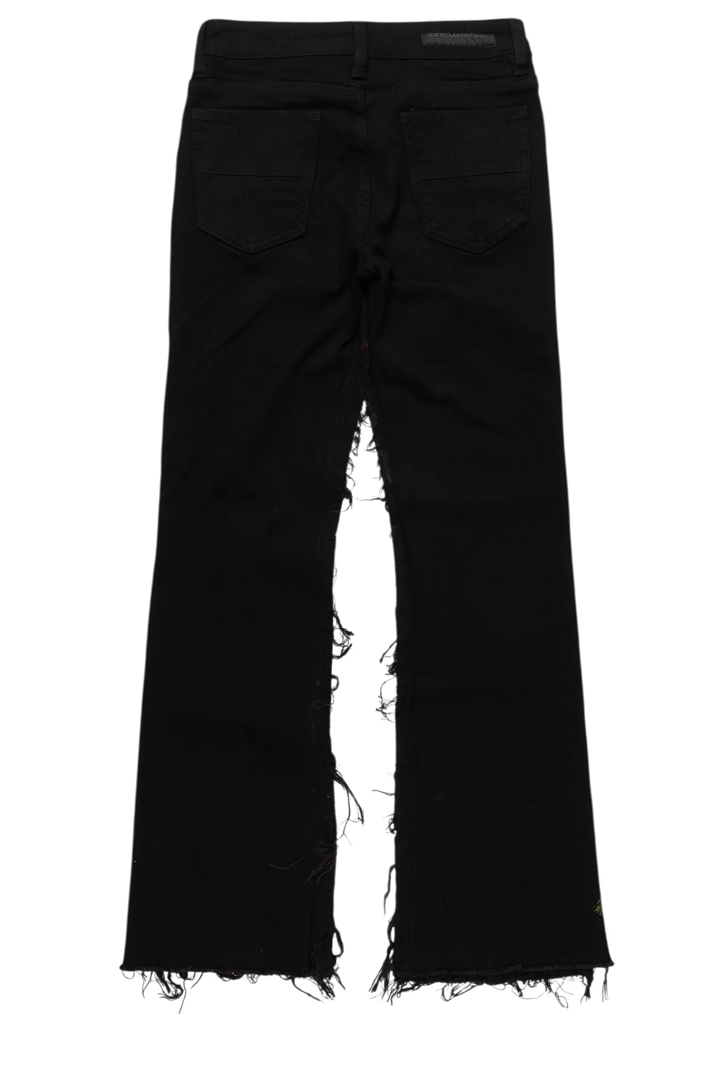 Boys Vinnie Black/Pink Roller Paint Stacked Flare Jean