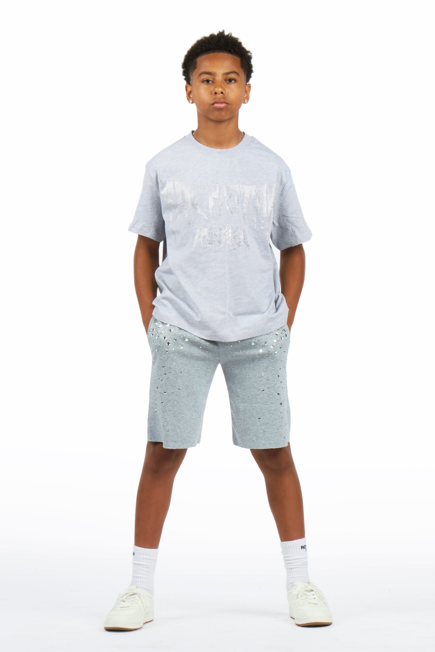 Boys Twinkle Grey Rhinestone Short Set