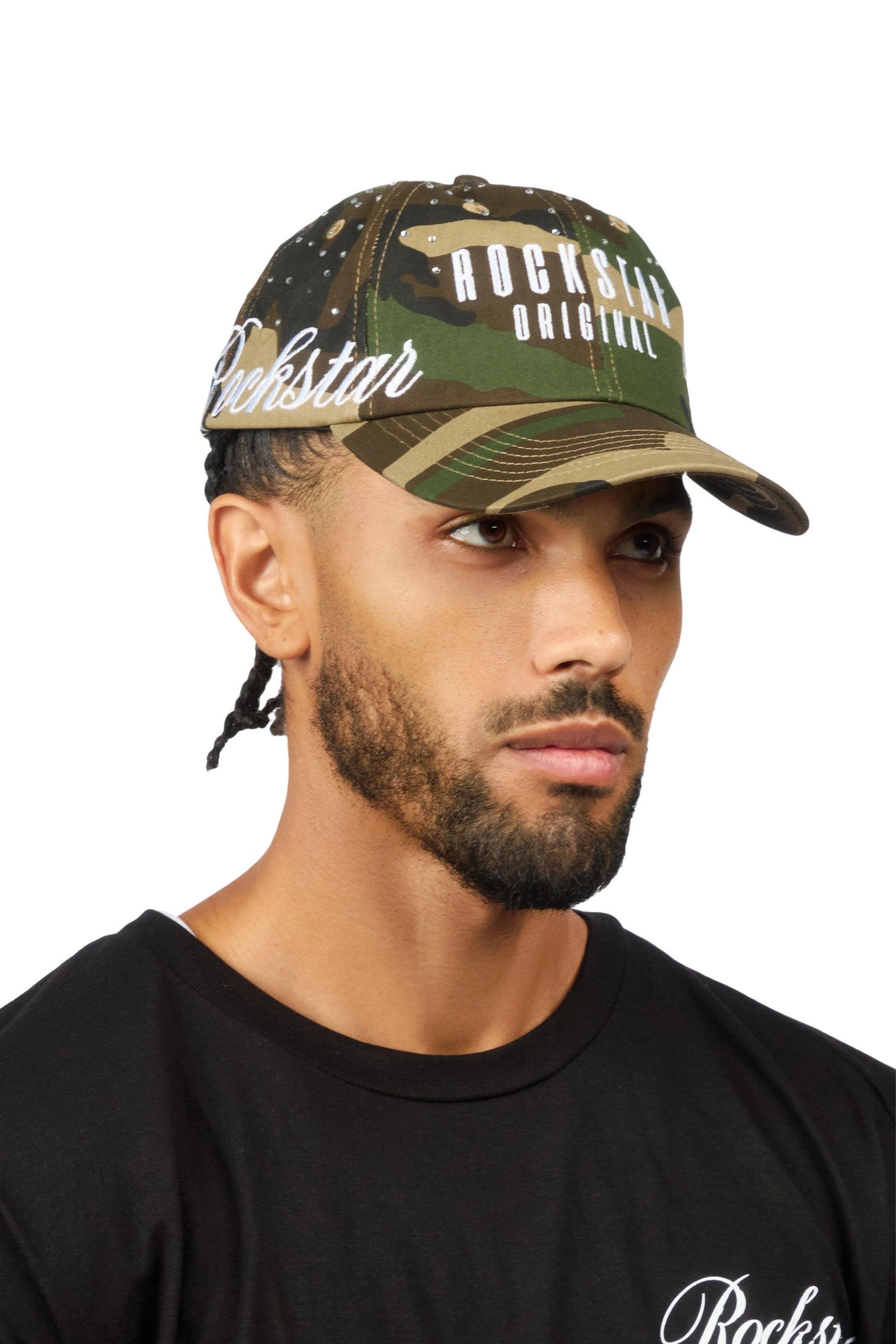 Estana Camo Rhinestone Trucker Hat