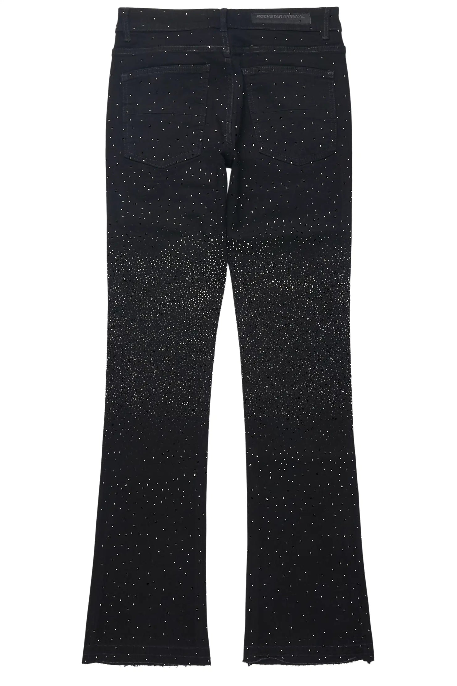 Onyx Black Stacked Flare Jean