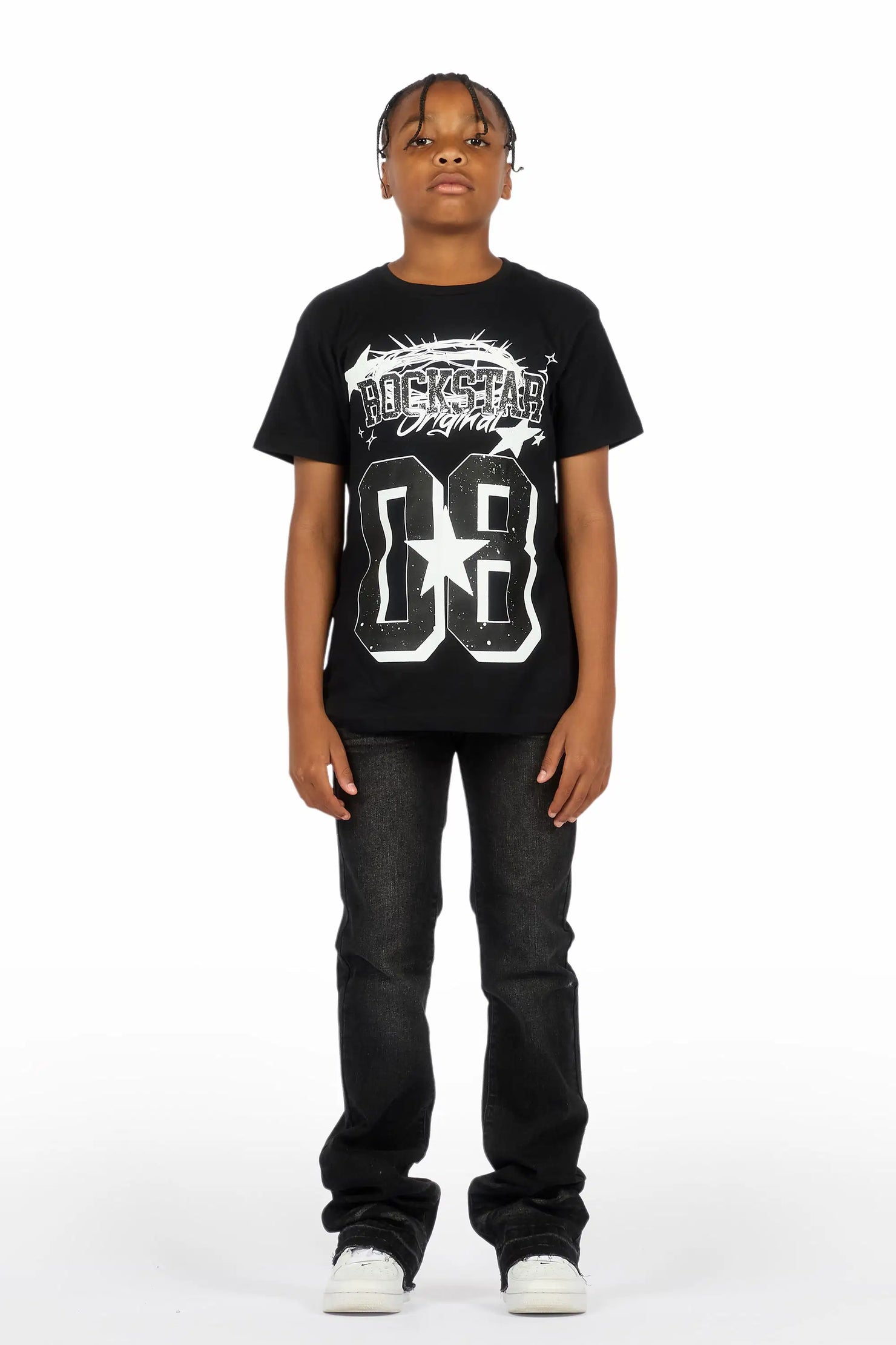 Boys Dag Dark Grey Stacked Flare Jean