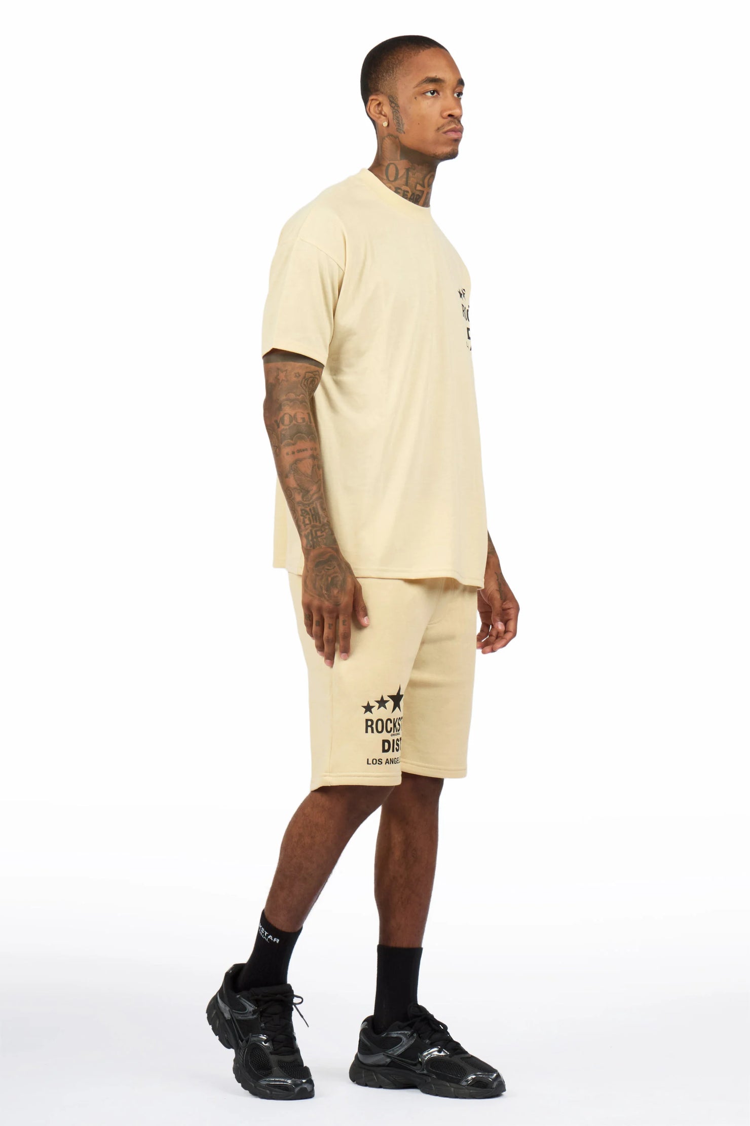 Starlake Beige Graphic T-Shirt/Short Set