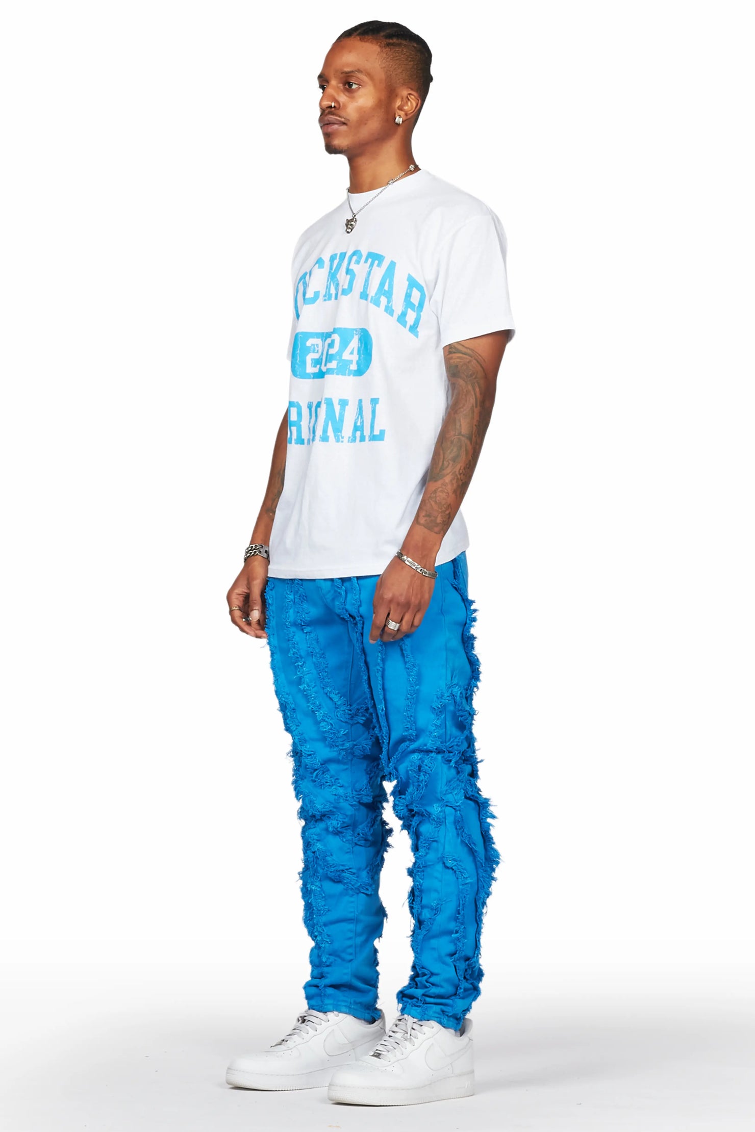 Achilles Blue Raw Edge Skinny Fit Jean