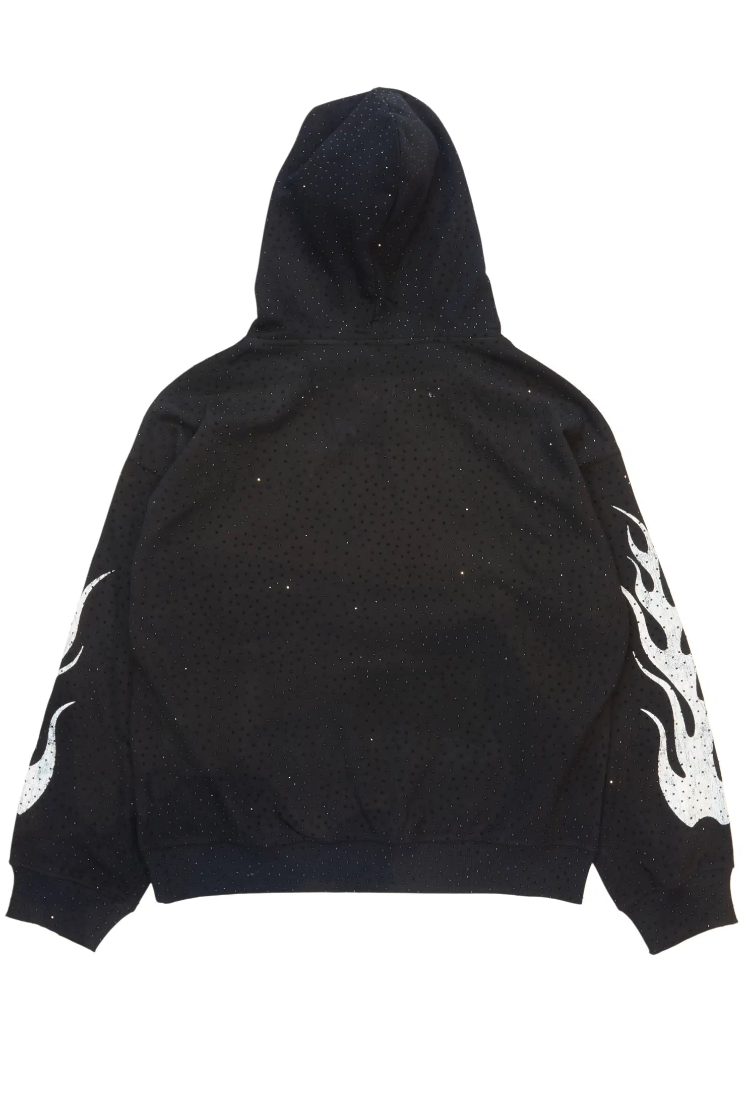 Flamur Black Rhinestone Oversized Hoodie