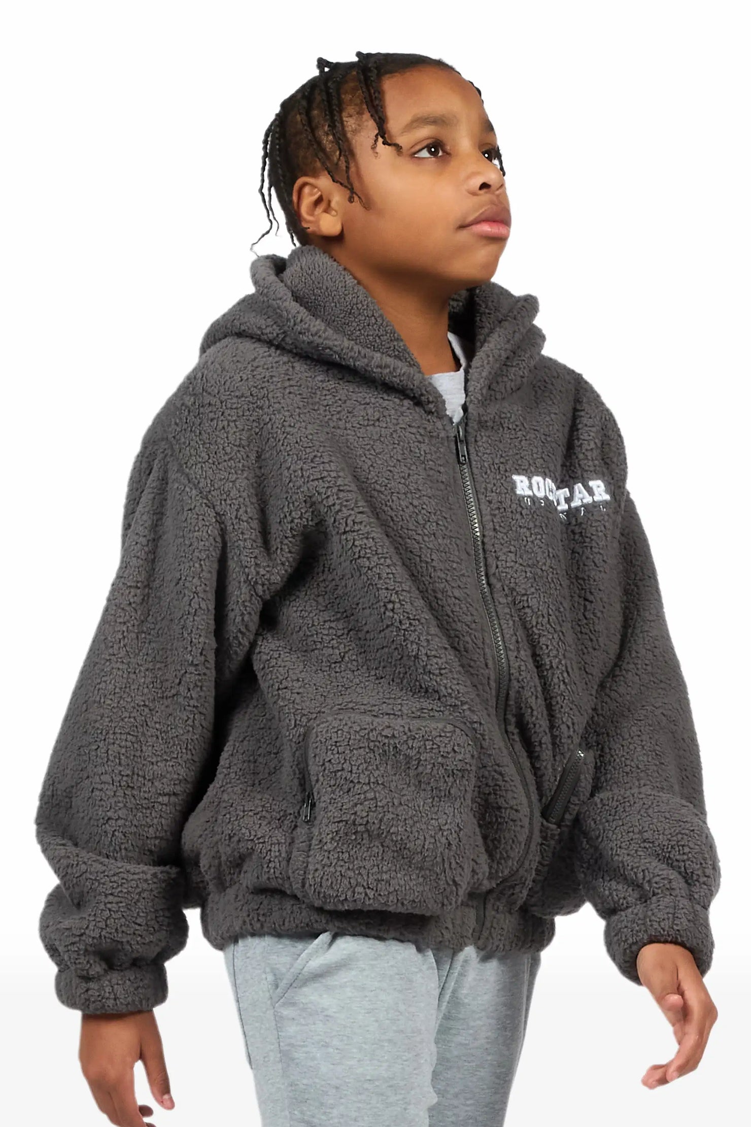 Boys Lonia Grey Sherpa Jacket