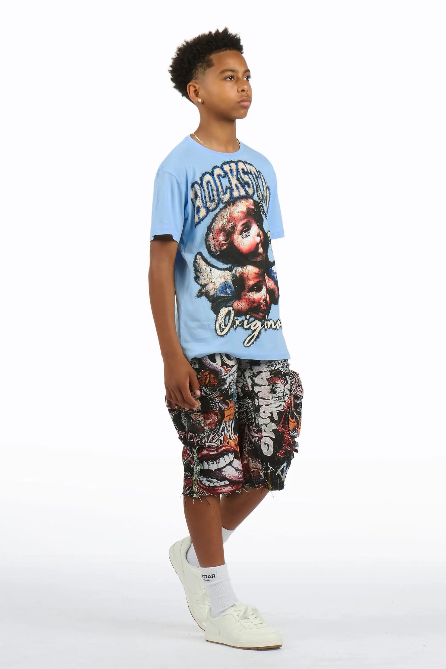 Boys Dejair Blue/Multi T-Shirt Short Set