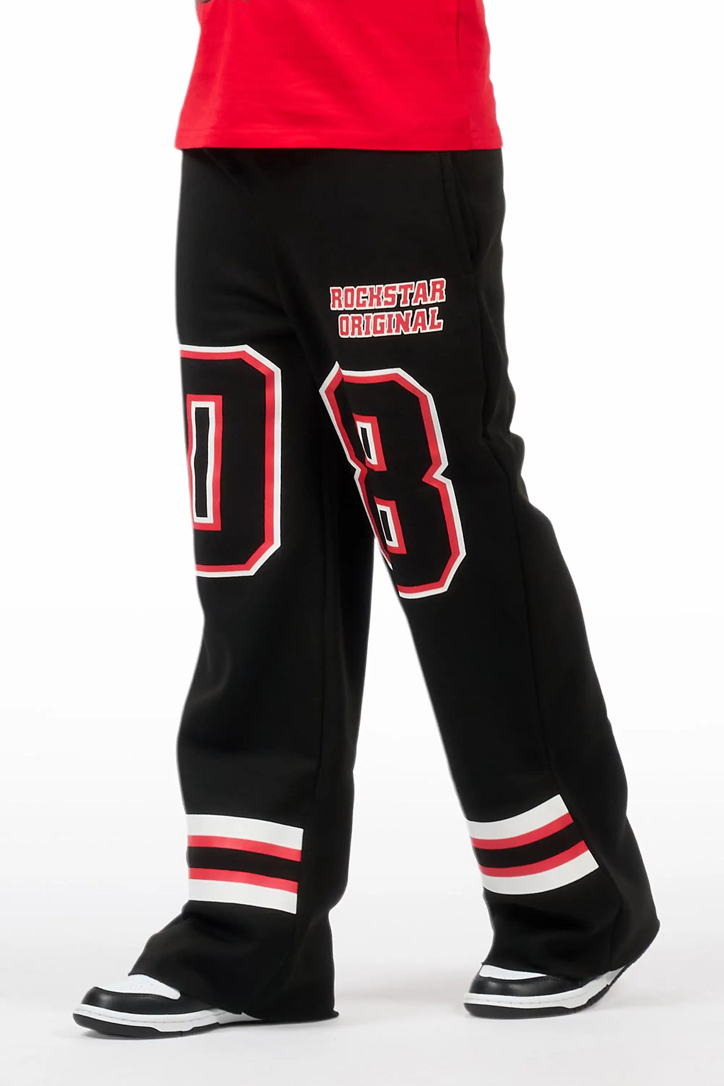 Boys Lenayh Black/Red Baggy Track Pant