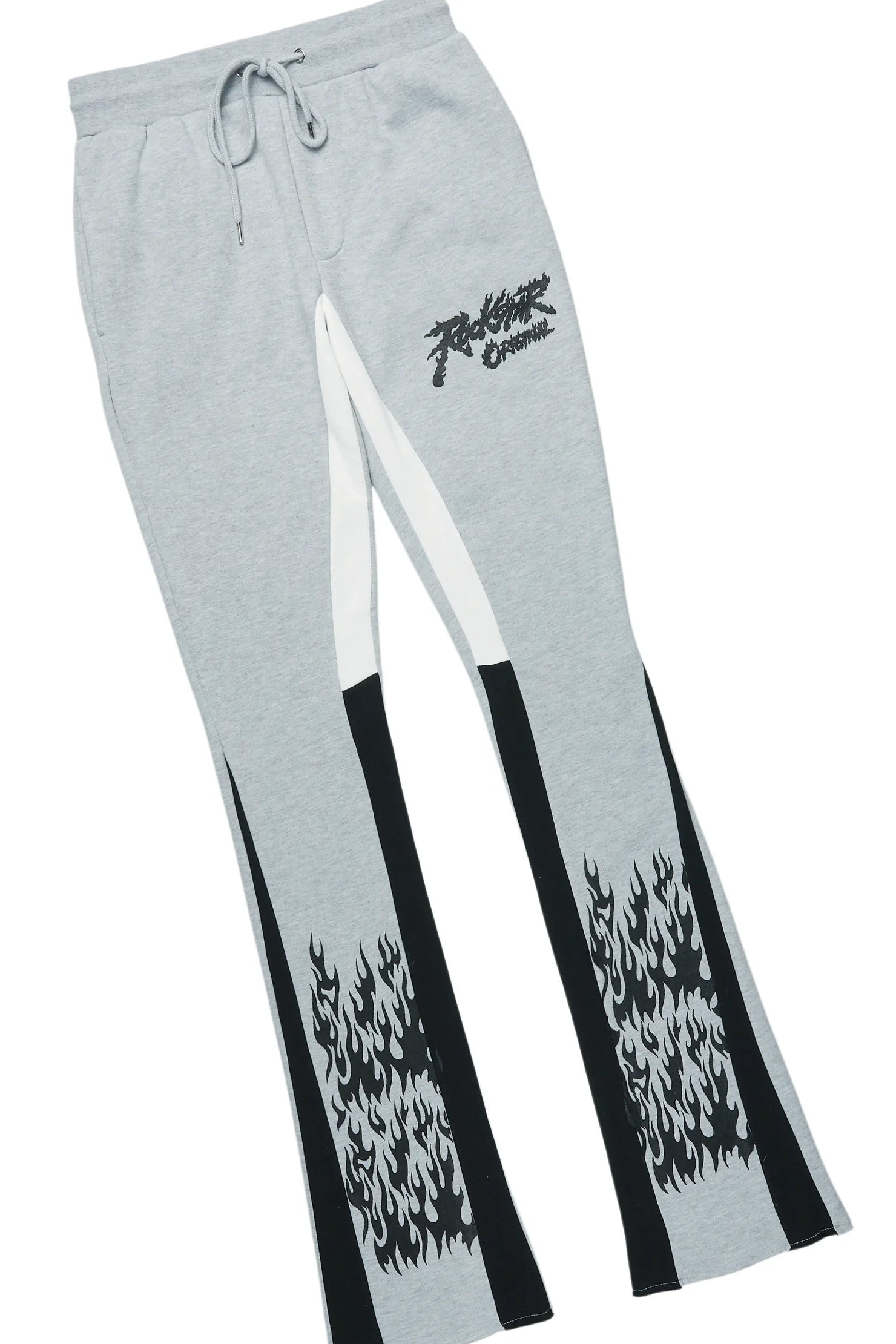 Bubble Grey/Black Stacked Flare Hoodie Track Set