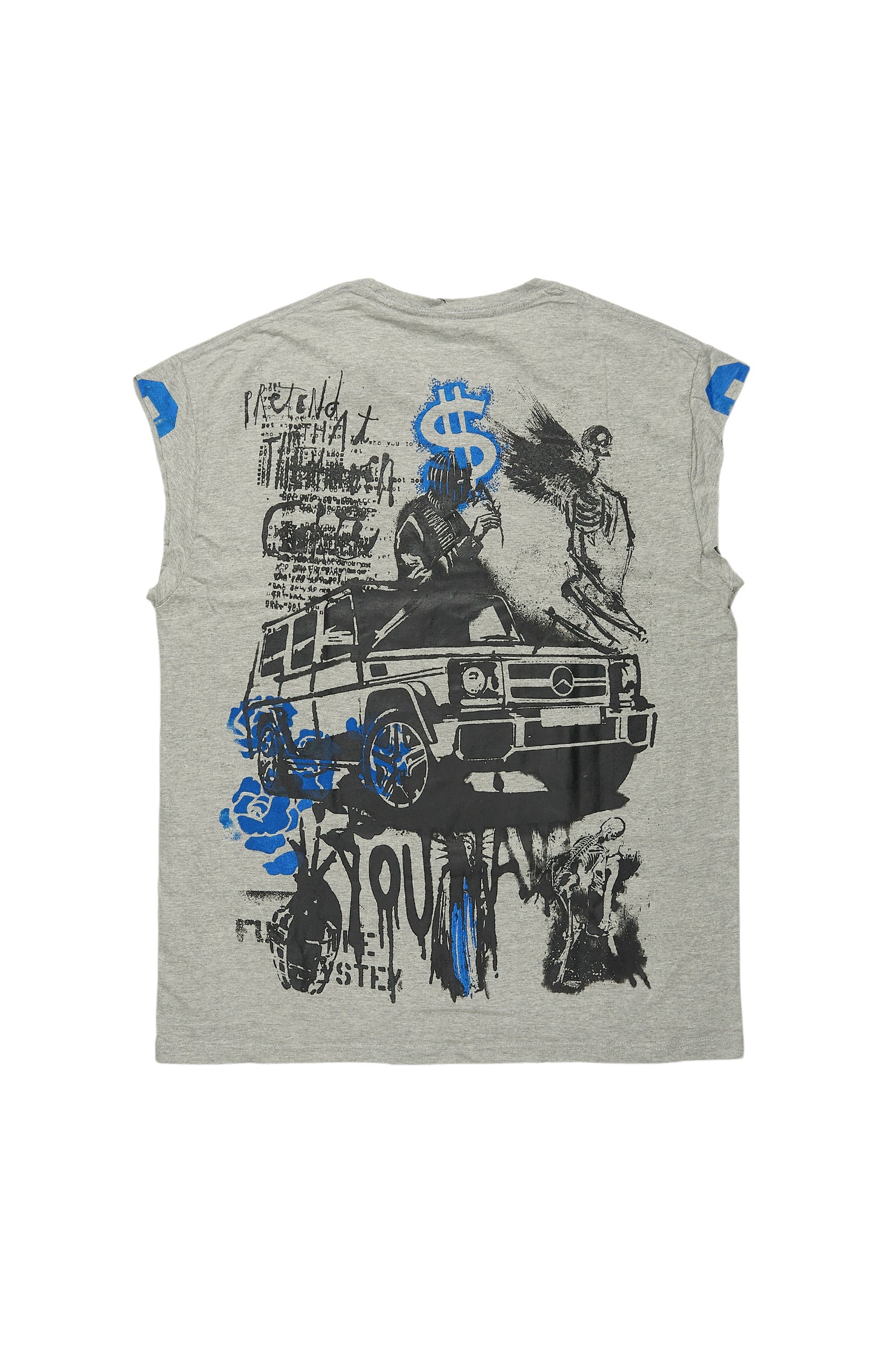 Grill Heather Grey Graphic Muscle T-Shirt