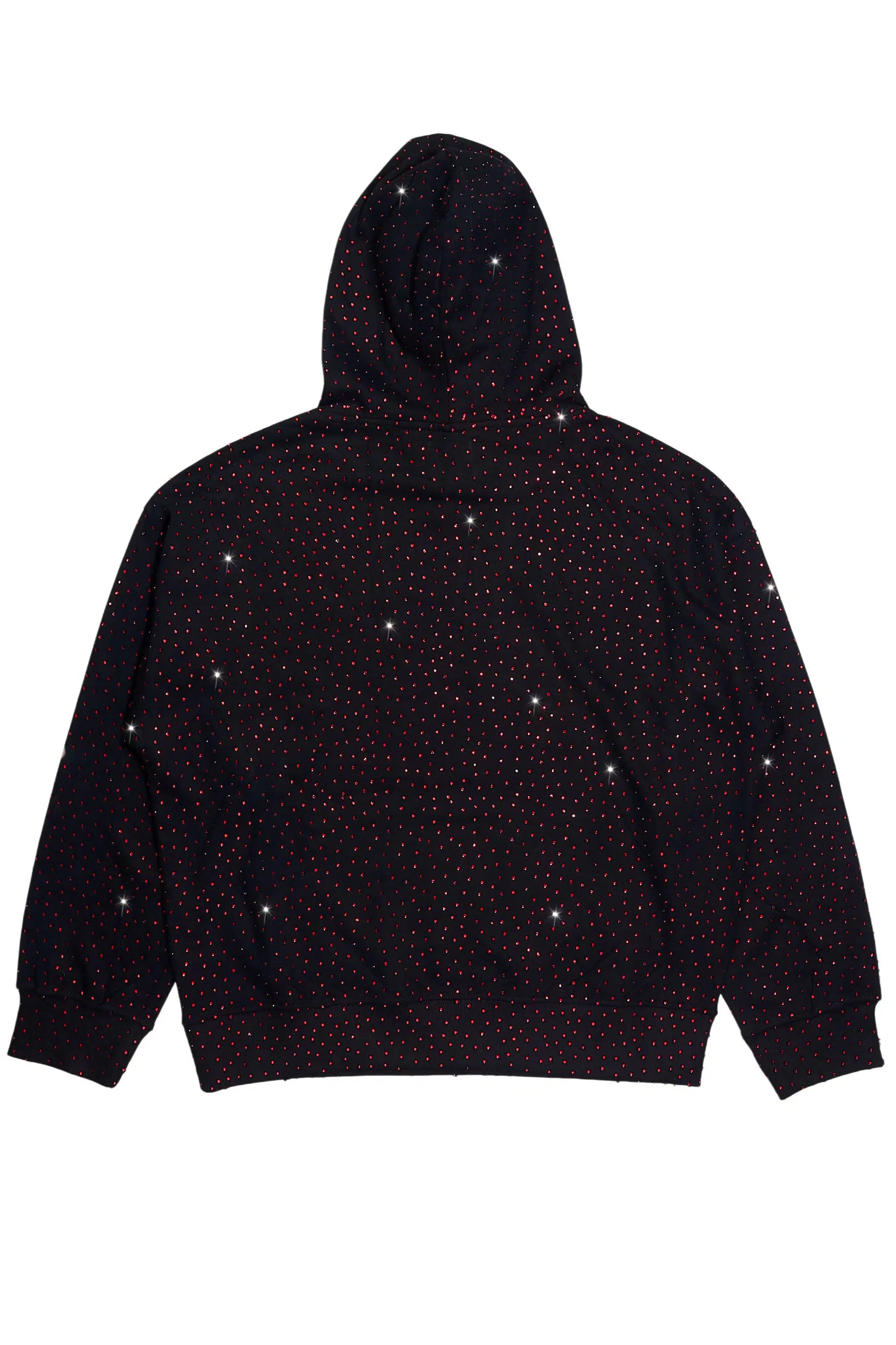 Crystiq Black/Red Rhinestone Oversized Hoodie