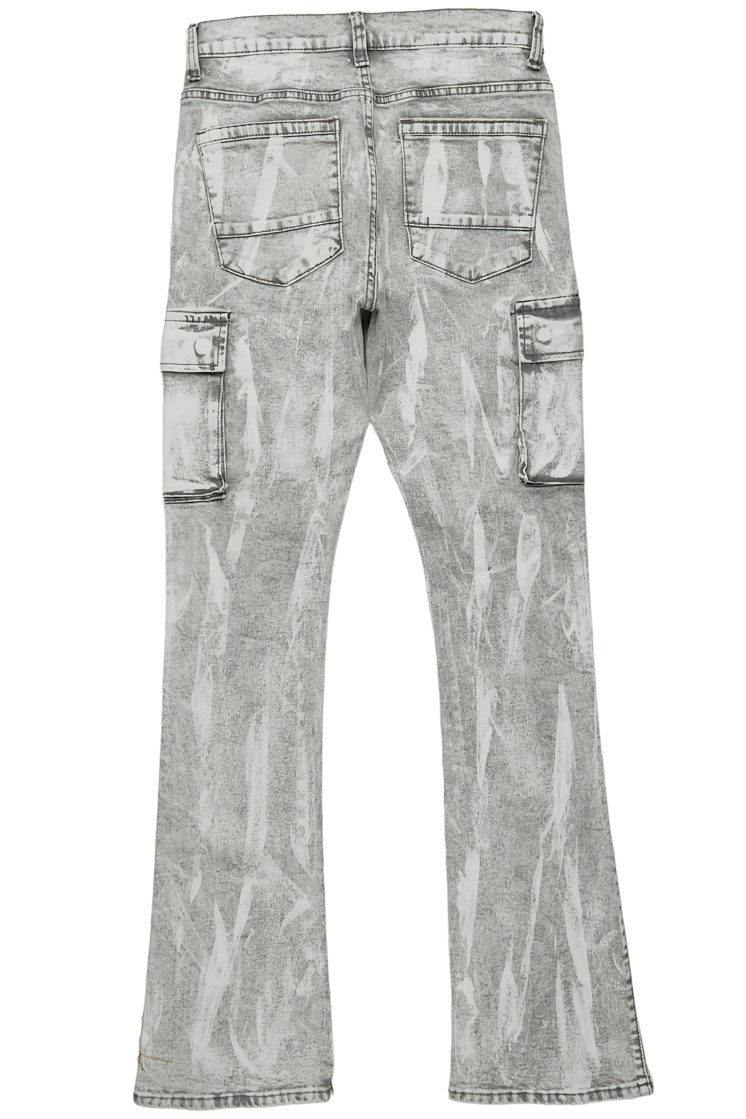 Dandy Light Grey Stacked Flare Cargo Jean