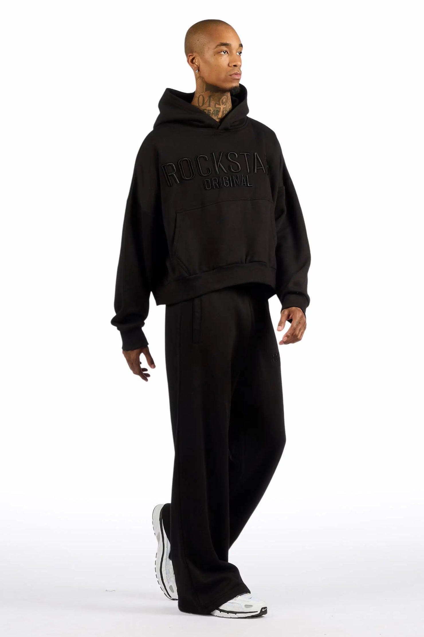 Alpha Black Hoodie/Baggy Track Pant Set