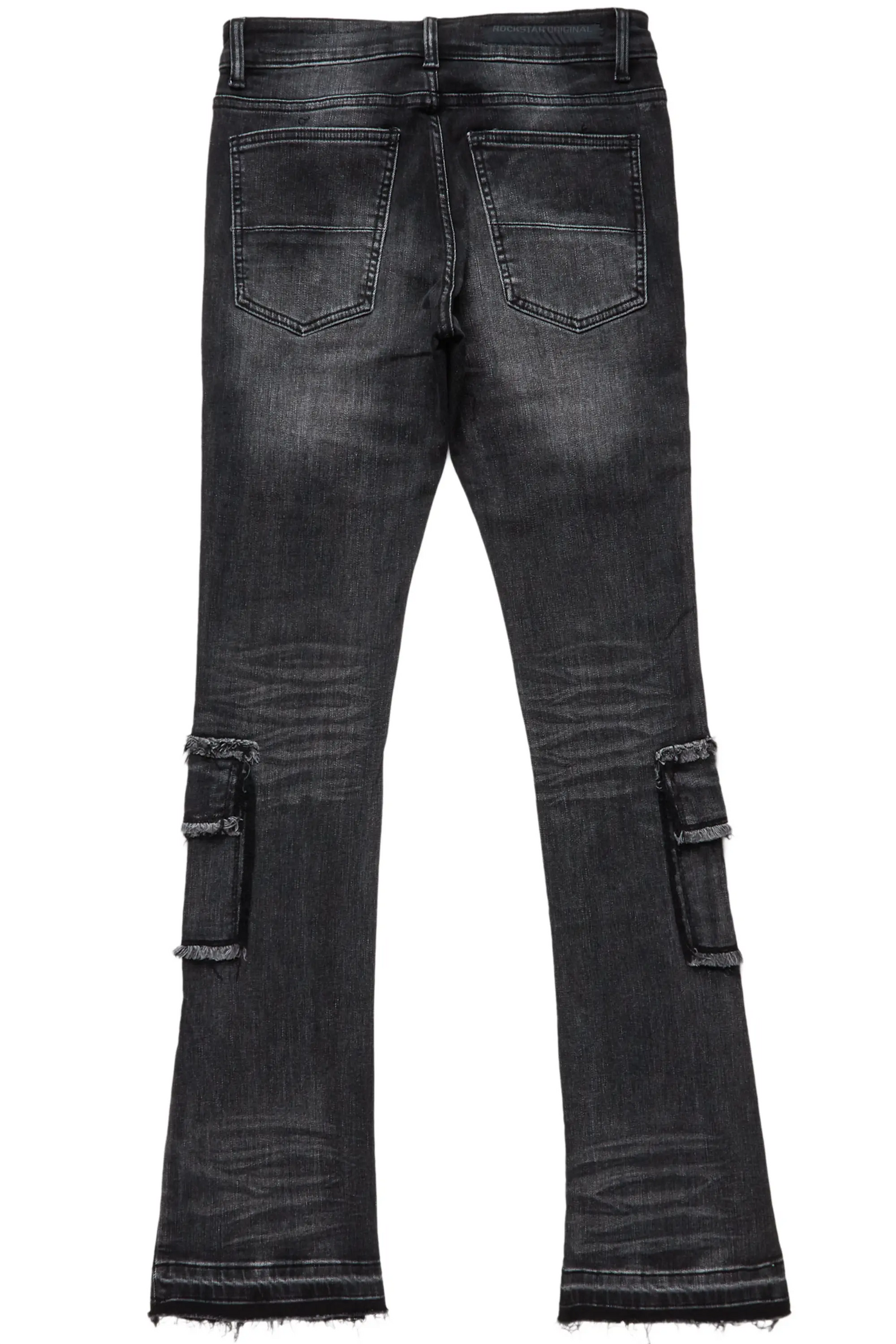 Tyrell Grey Stacked Flare Cargo Jean