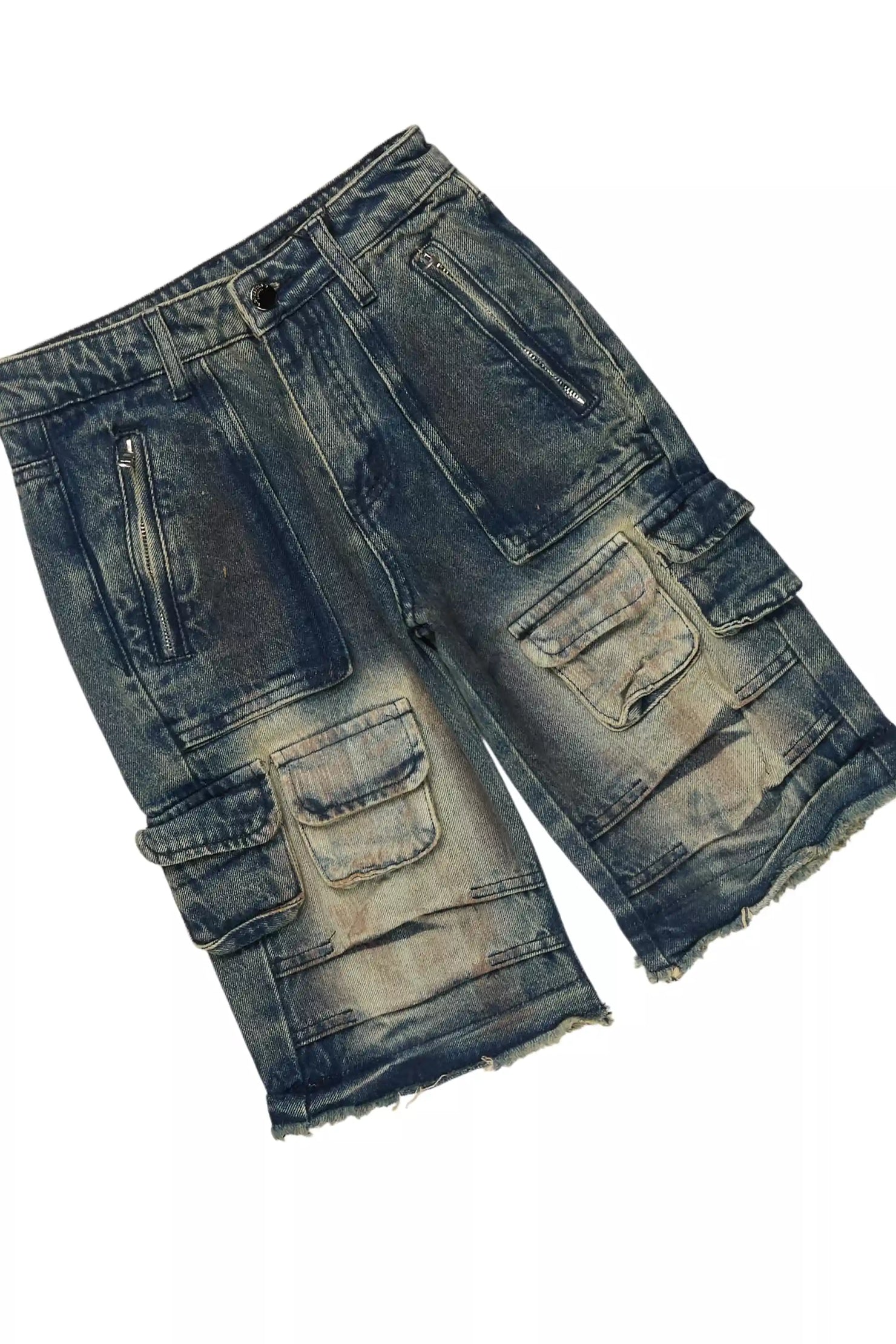Boys Kait Grey/Blue T-Shirt/Denim Short Set