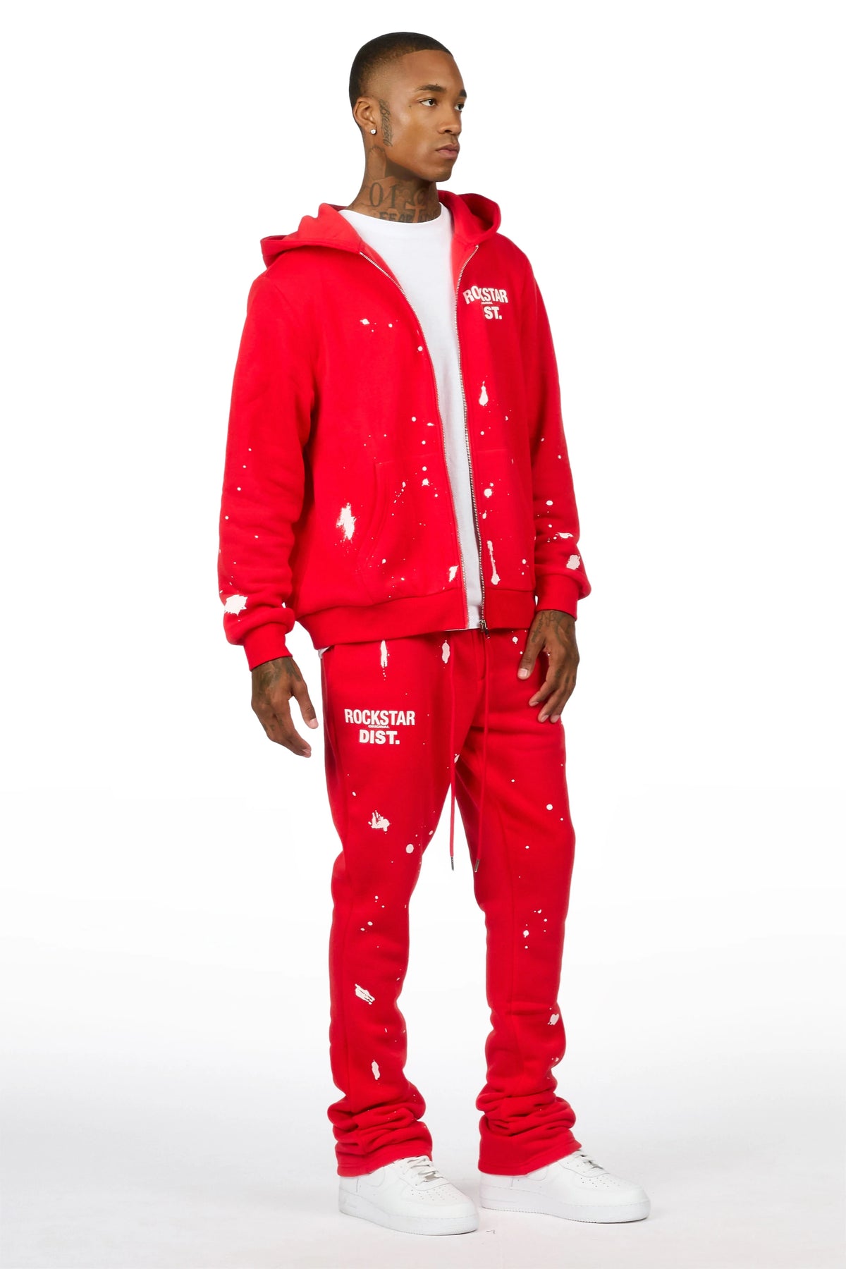Zip Up Red Raffer Hoodie/Stacked Track Set