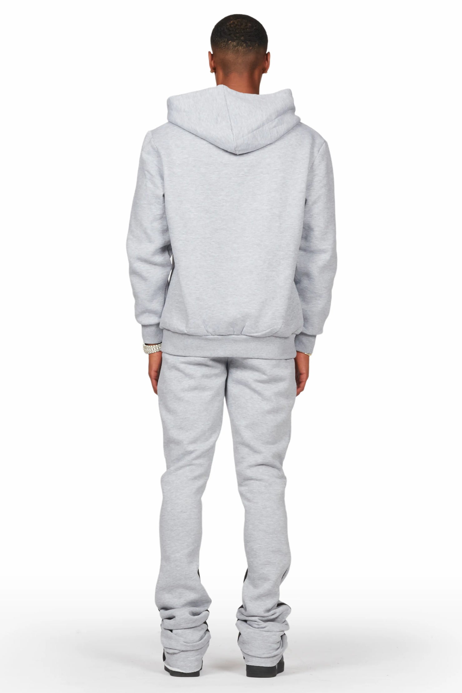 Thierry Heather Grey Super Stacked Flare Track Pant Set