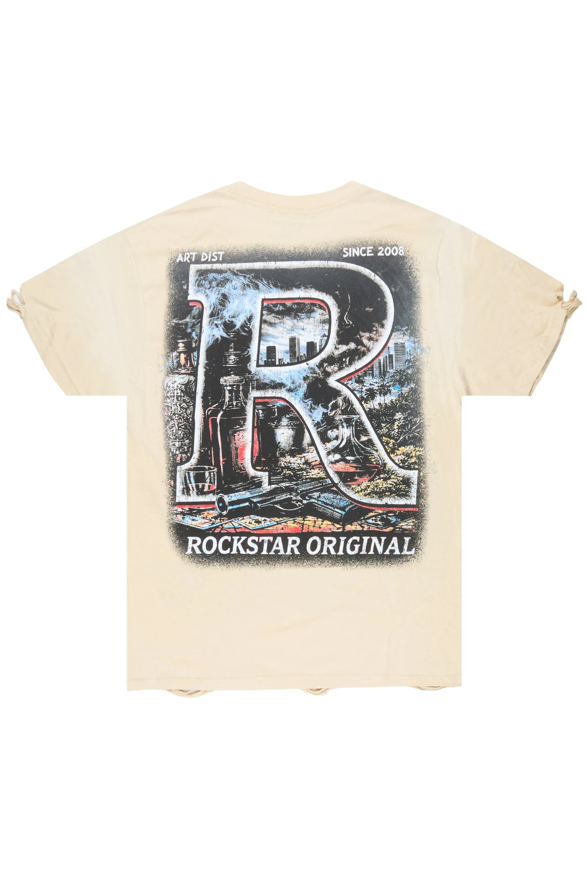 Tavian Beige Oversized Graphic T-Shirt