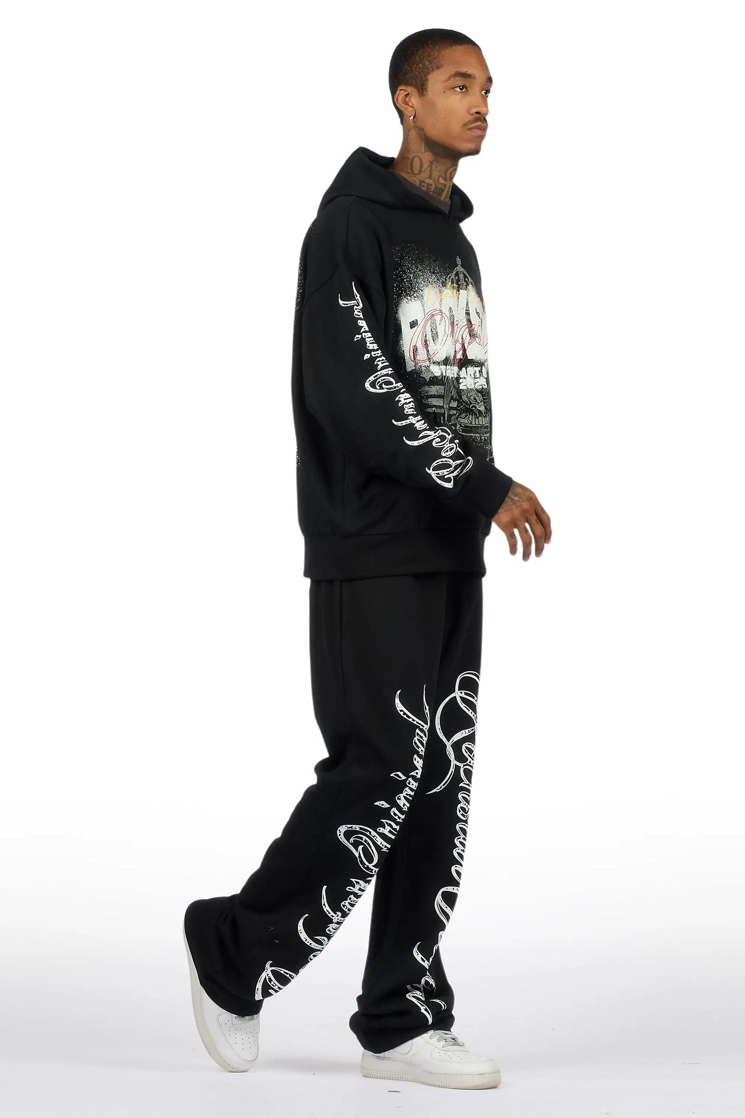 Enkel Black Hoodie/Baggy Pant Track Set