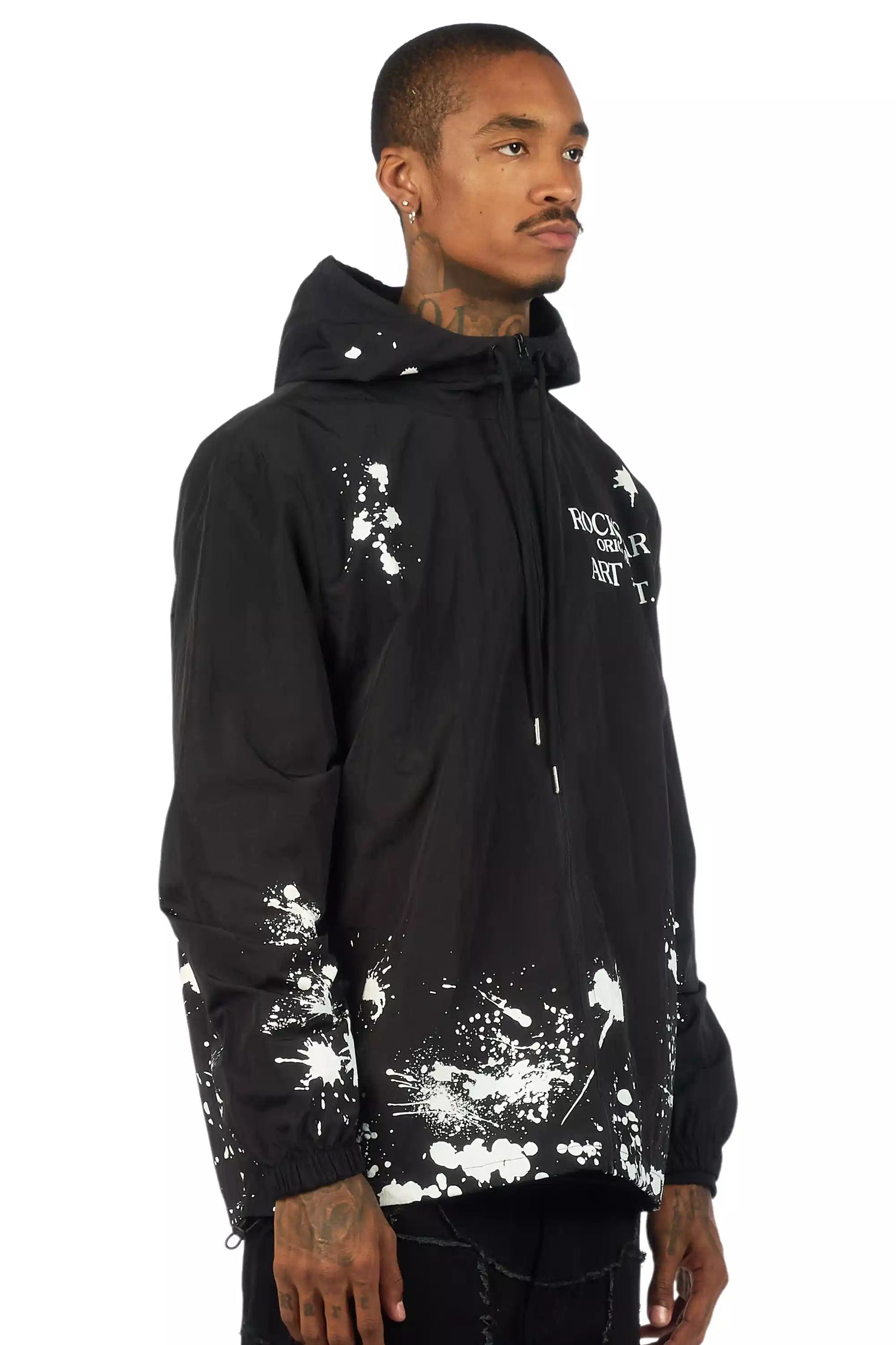Raffer Black Graphic Windbreaker