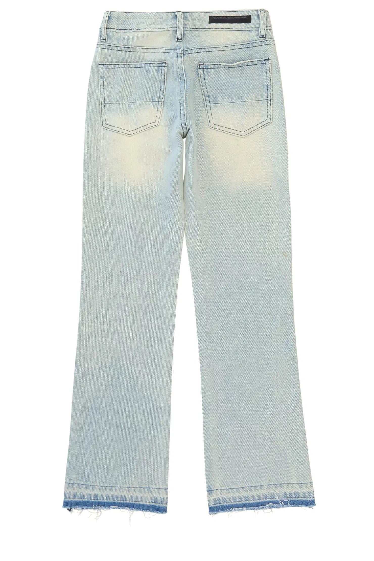 Boys Kama Light Blue Rhinestone Stacked Flare Jean