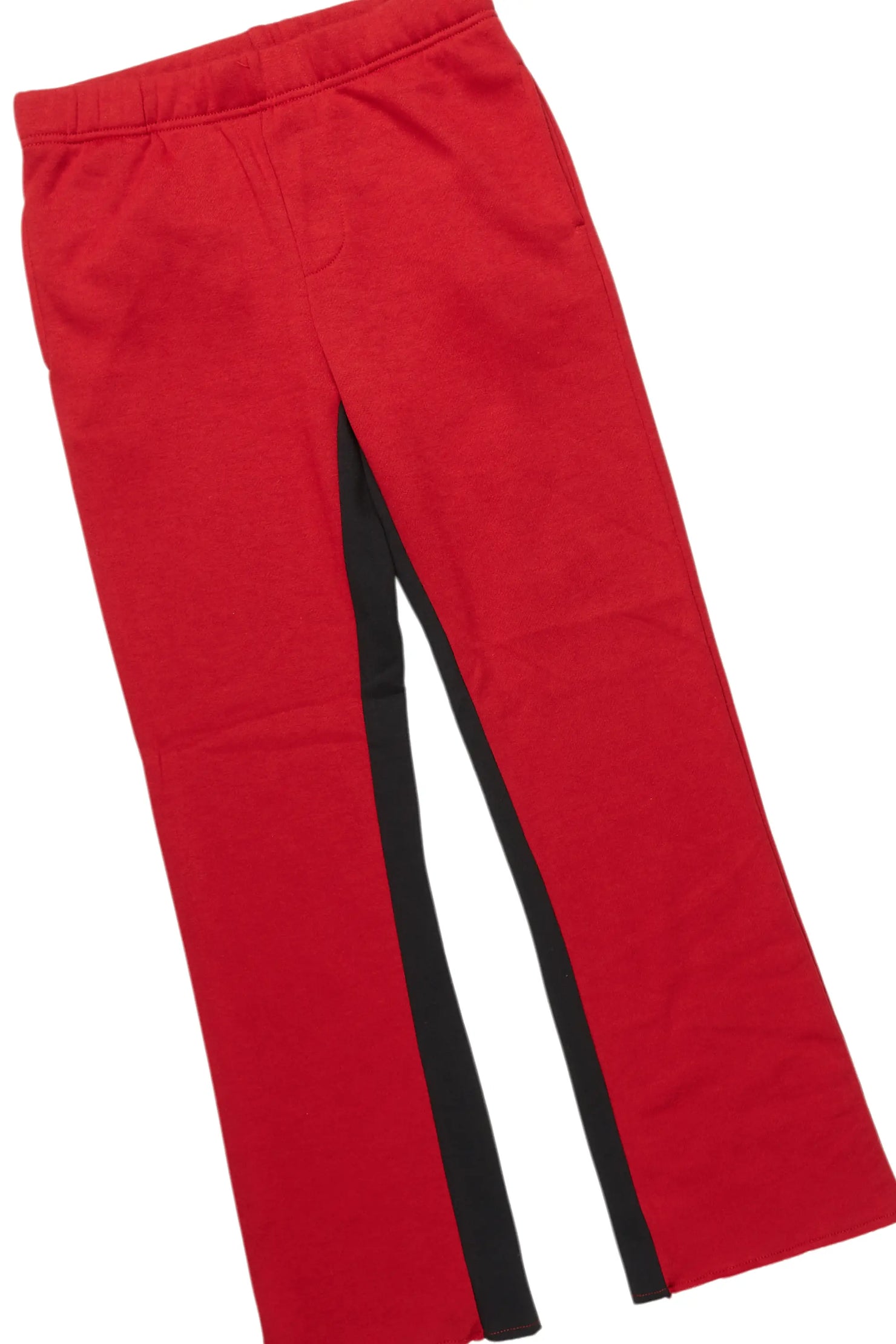 Boys Amos Burgundy Baggy Stacked Track Set