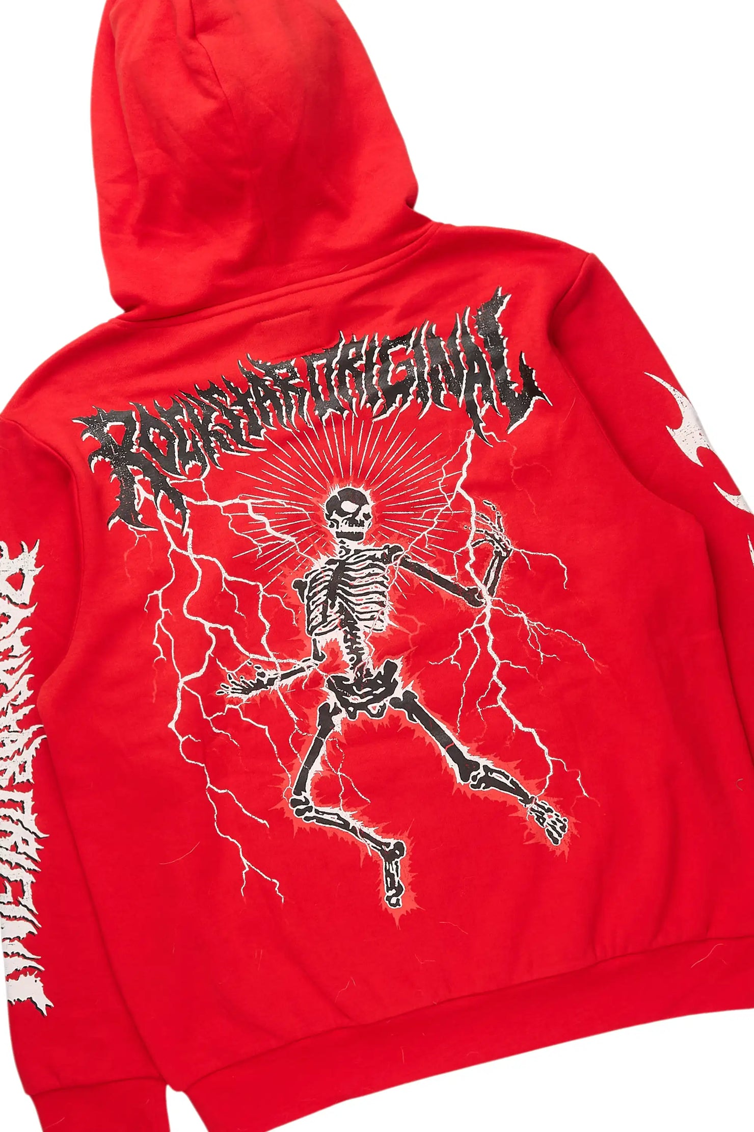 Deathrow Red/White Hoodie/Stacked Track Pant Set