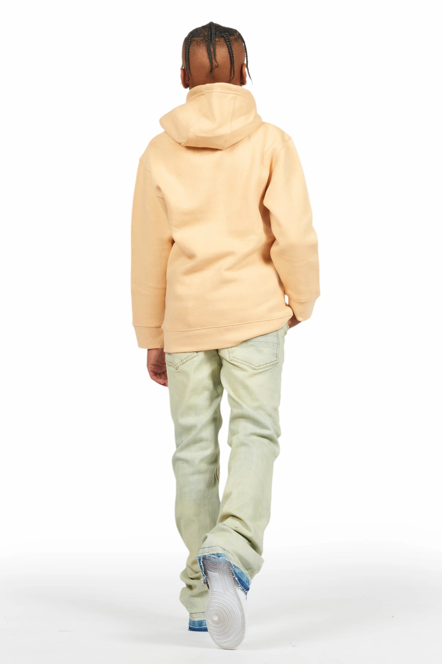 Boys Kait Beige Hoodie/Stacked Flare Jean Set