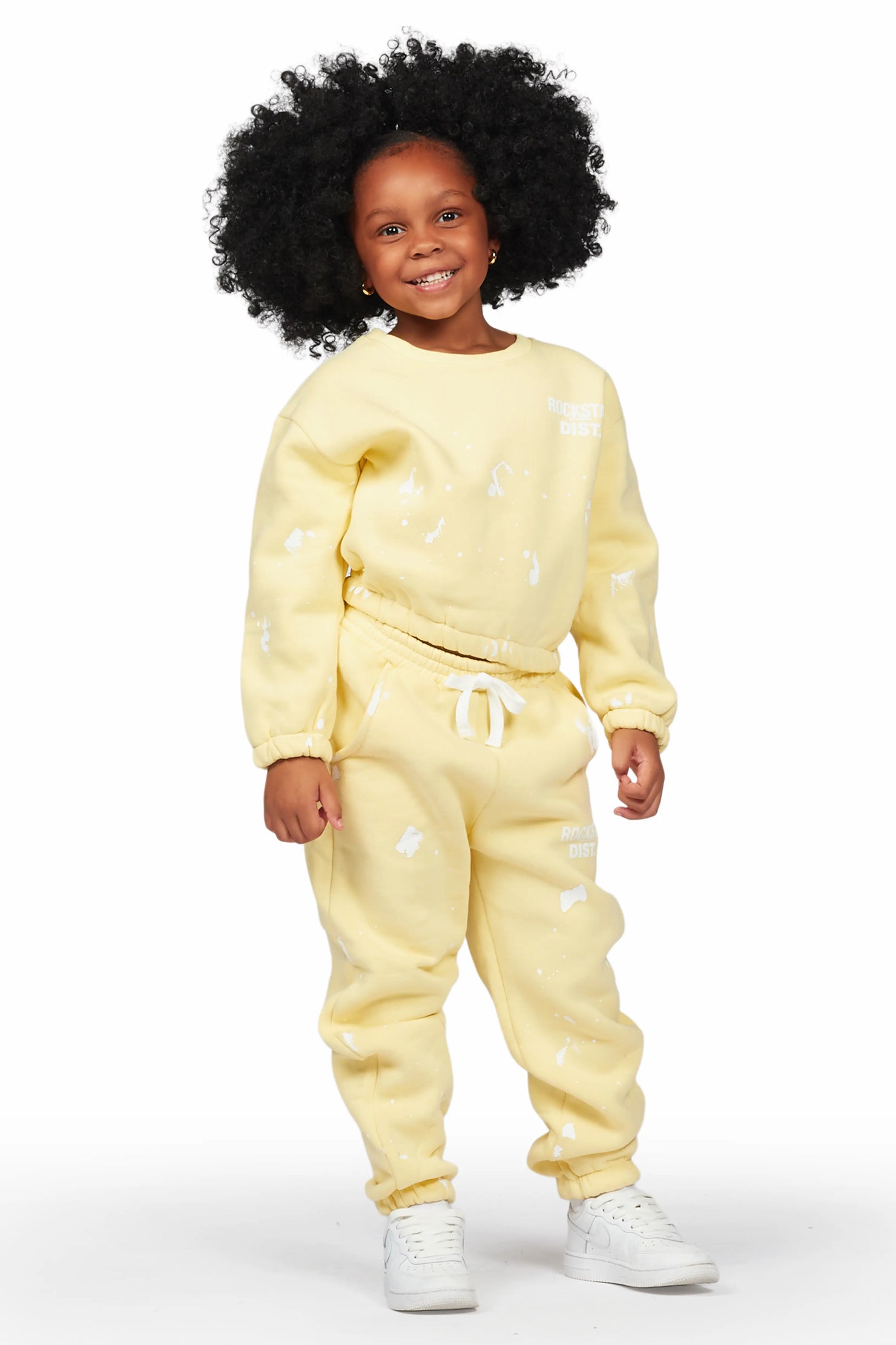 Girls Hadley Yellow Crop Top Pant Set