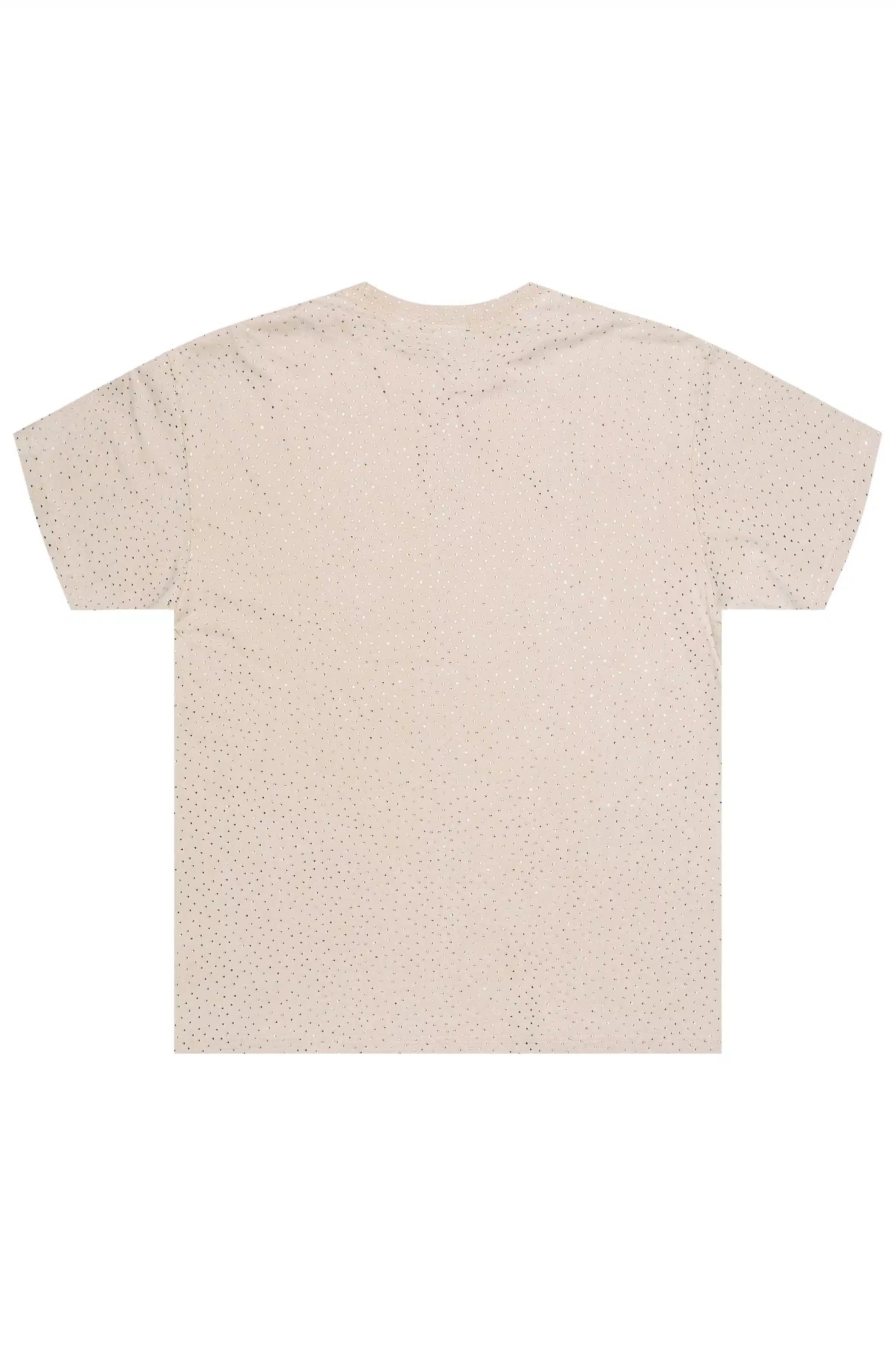 Kammile Beige Rhinestone T-Shirt