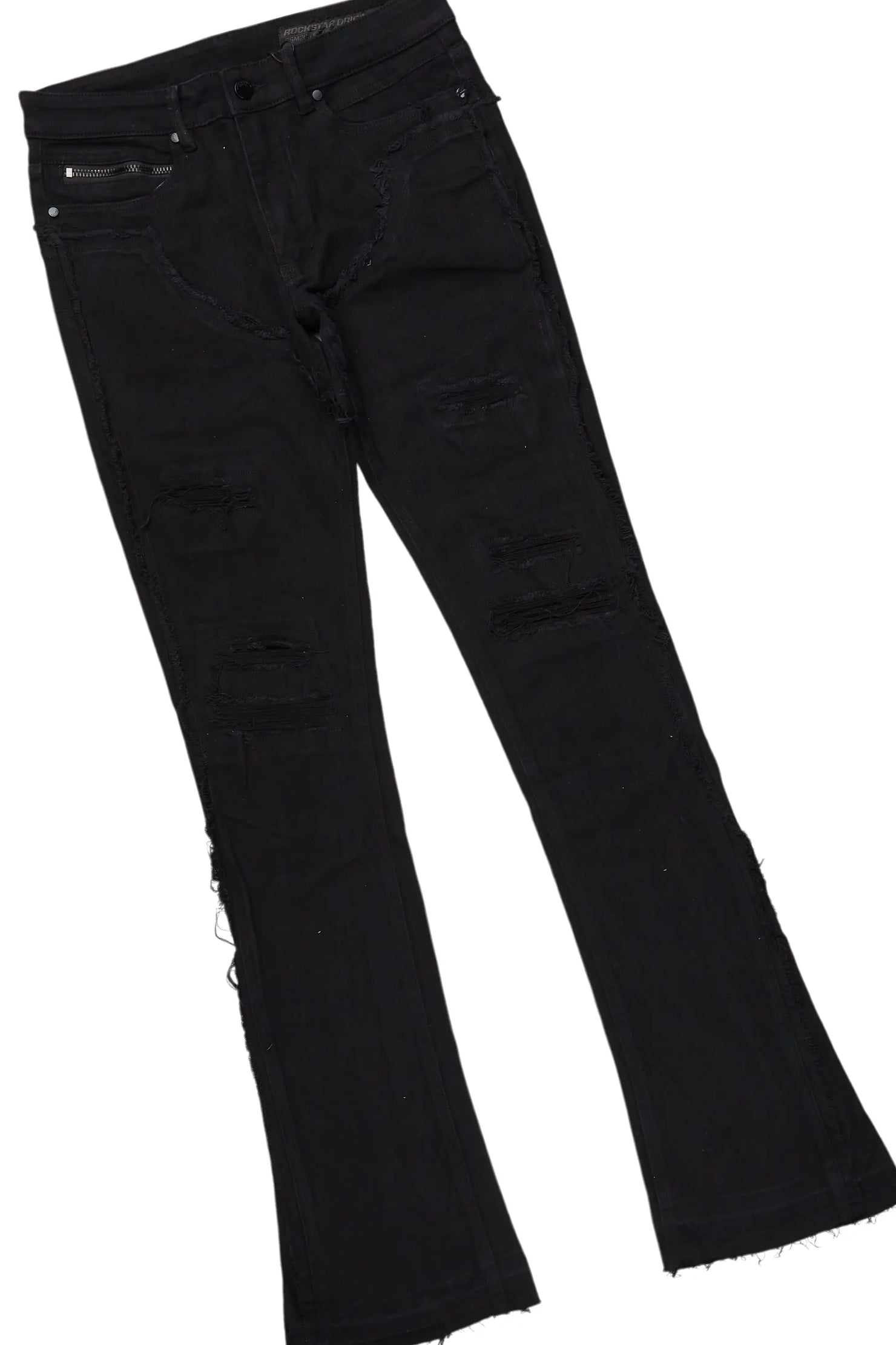 Santorini Black Long Sleeve T-Shirt/Stacked Flare Jean Bundle