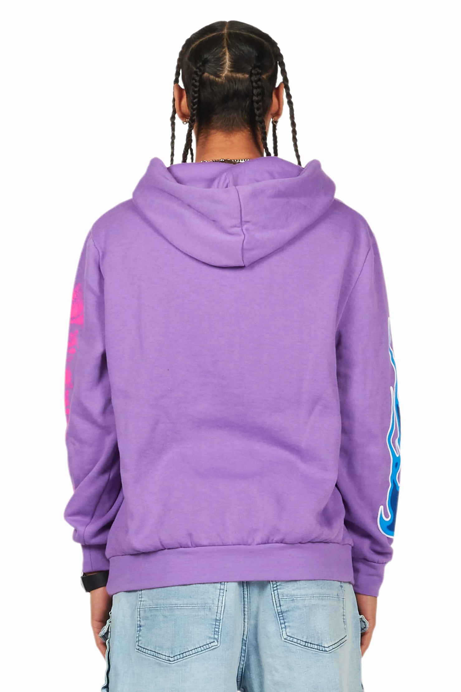 Beno Purple Distressed Graphic Hoodie