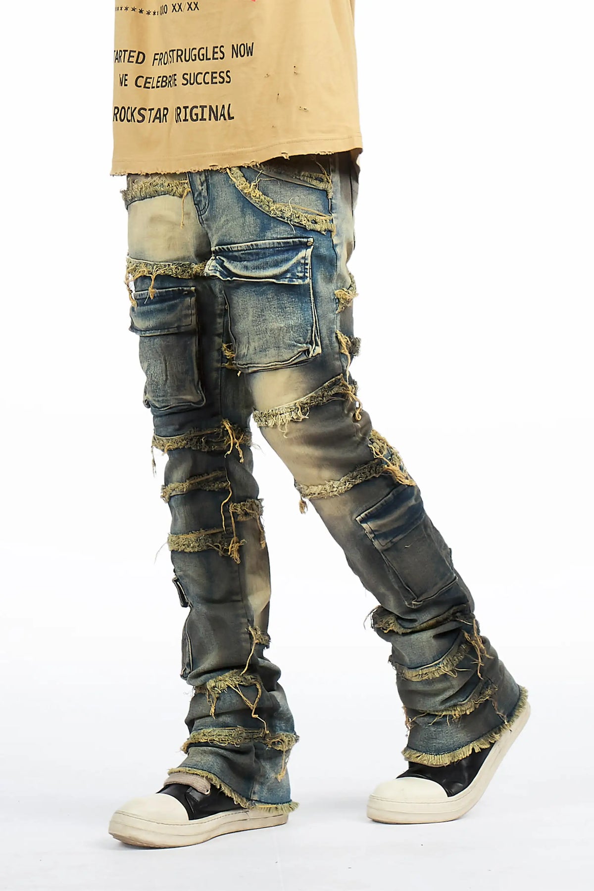 メンズ Rockstar US グアピ風 Drip Cargo Flared Jeans