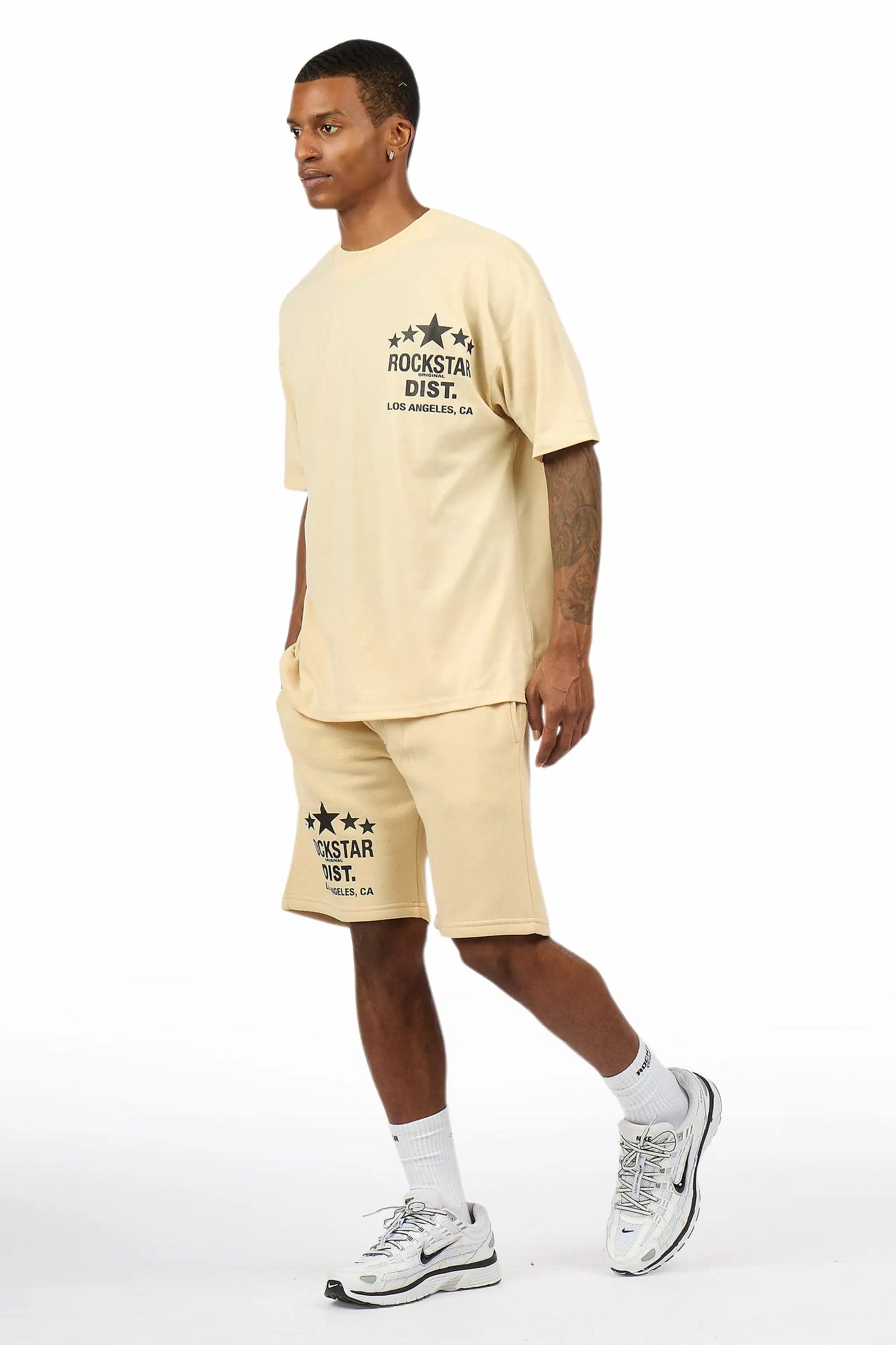 Starlake Beige Graphic T-Shirt/Short Set
