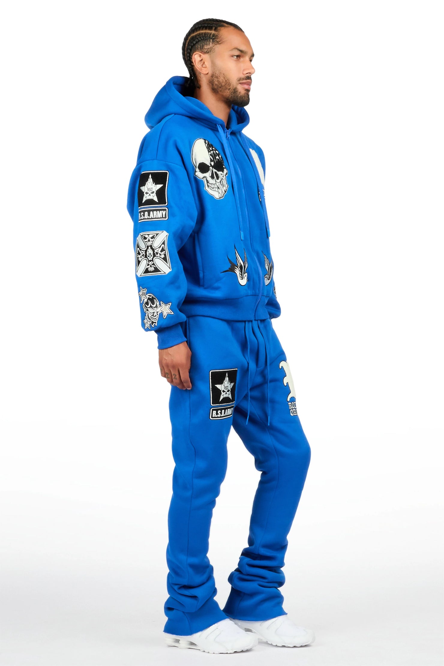 Vidar Royal Zip Up Hoodie Stacked Track Set