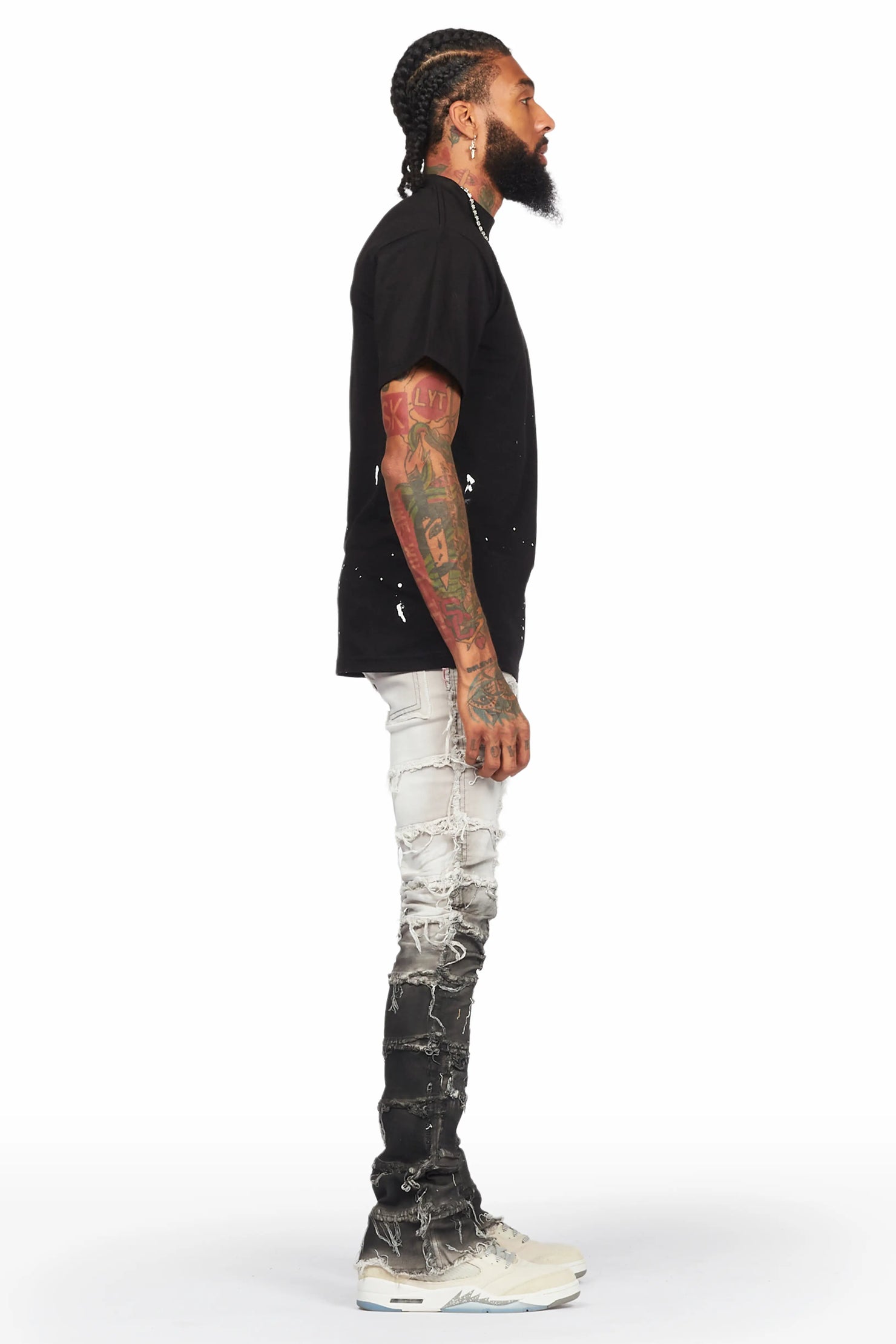 Mads Grey Painter Stacked Flare Jean