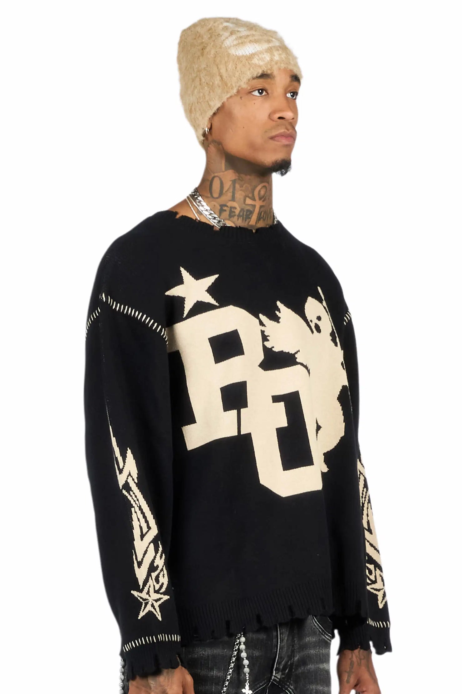 Pluton Black Knit Sweater
