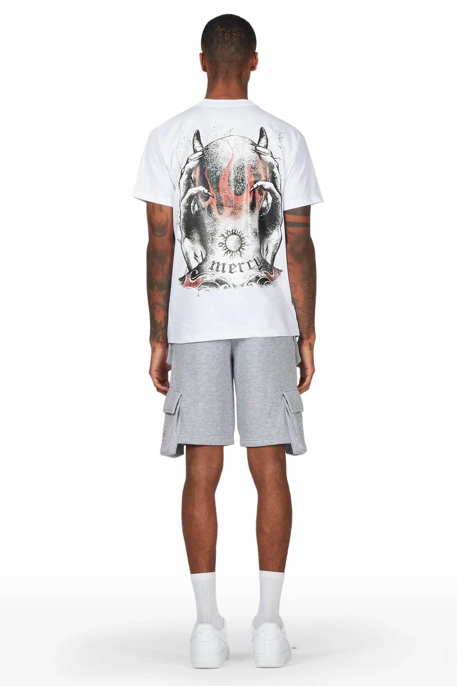 Merci White/Grey T-Shirt Short Set