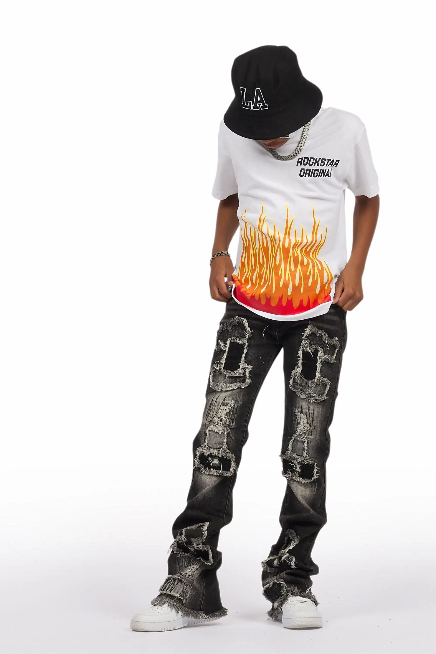 Boys Camden Grey Stacked Flare Jean