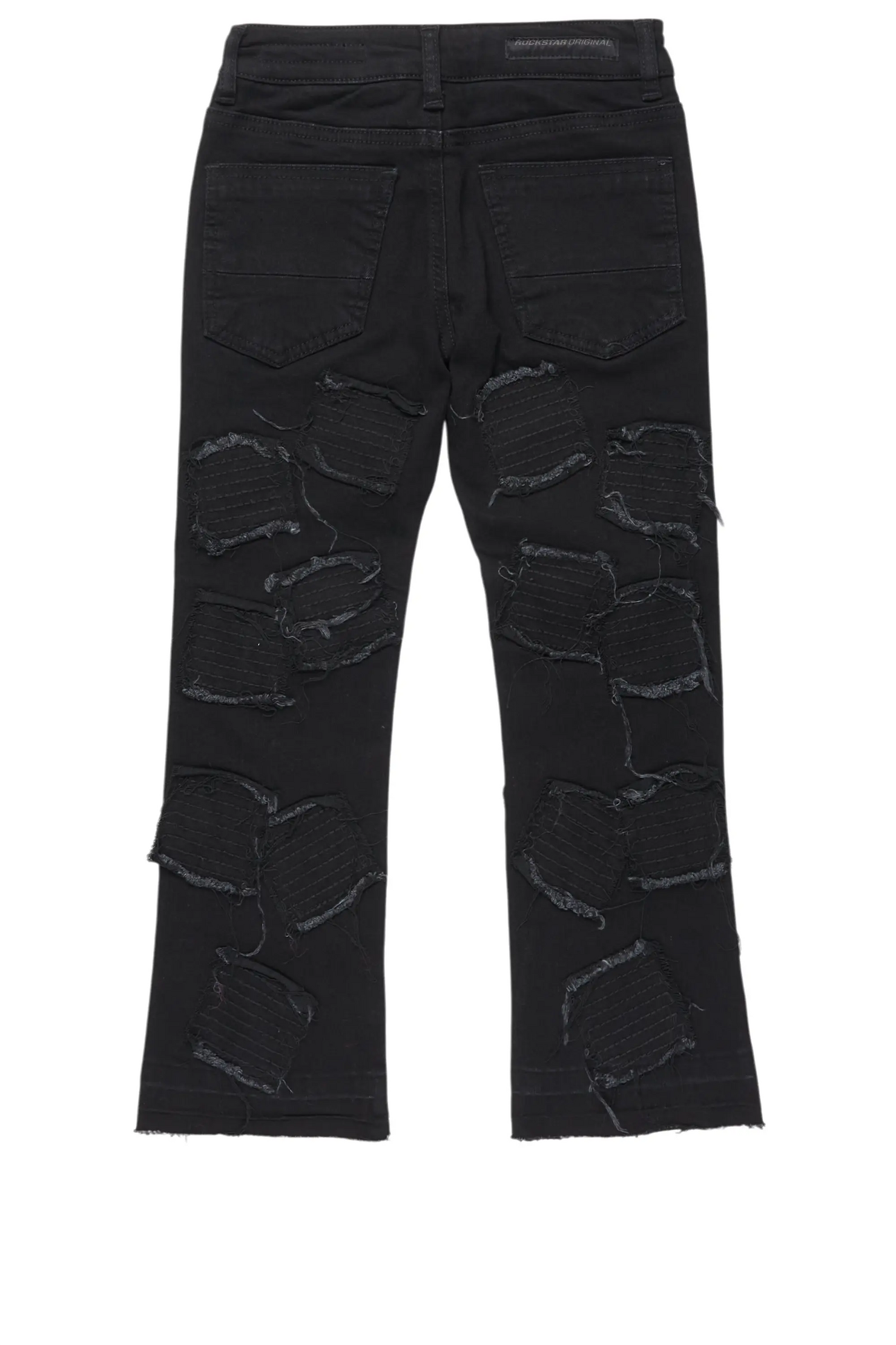 Boys Gawel Jet Black Stacked Flare Jean