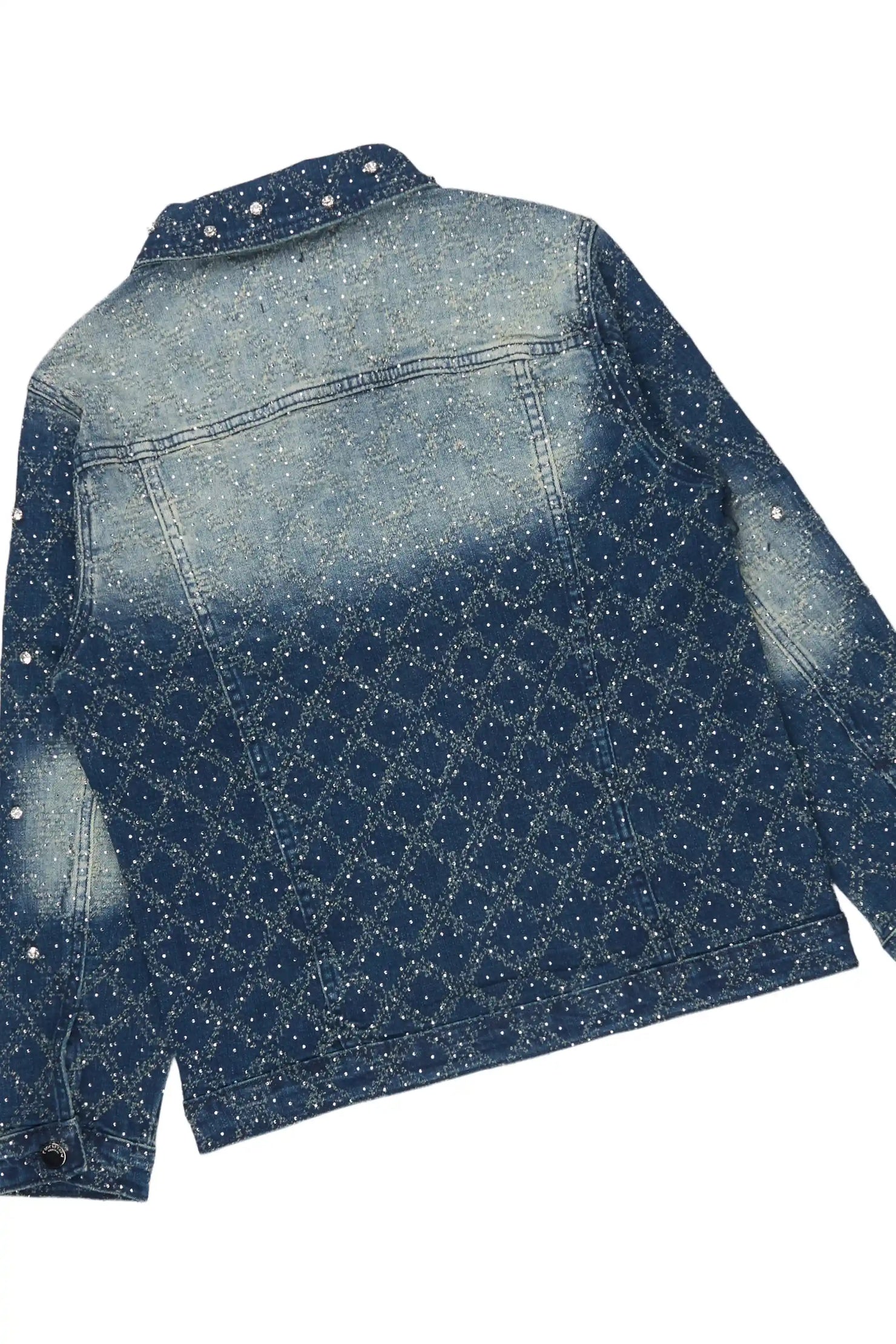 Girls Sareka Dark Wash Rhinestone Denim Jacket/Jean Set