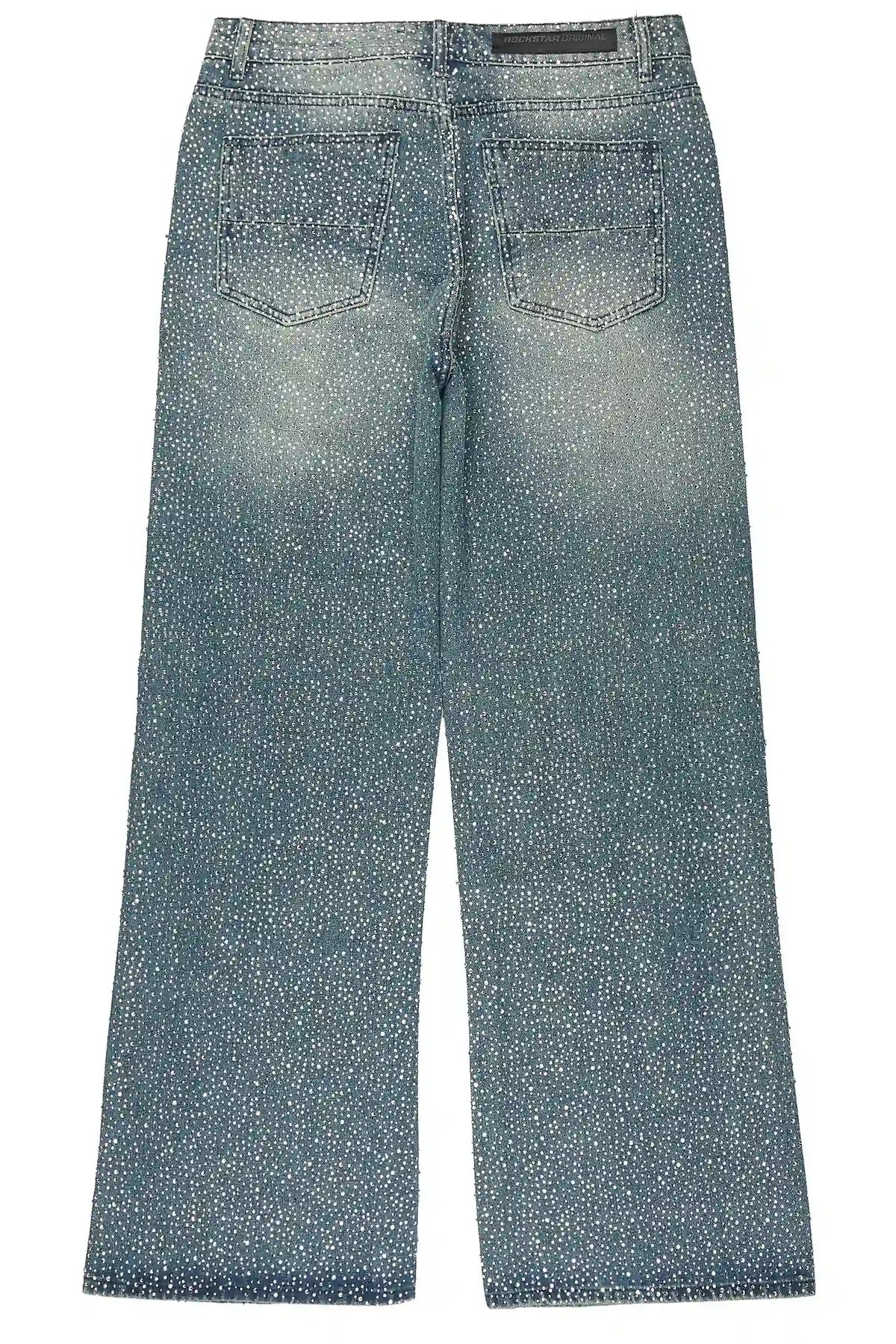 Hendrix Dark Blue Rhinestone Painter Baggy Fit Jean