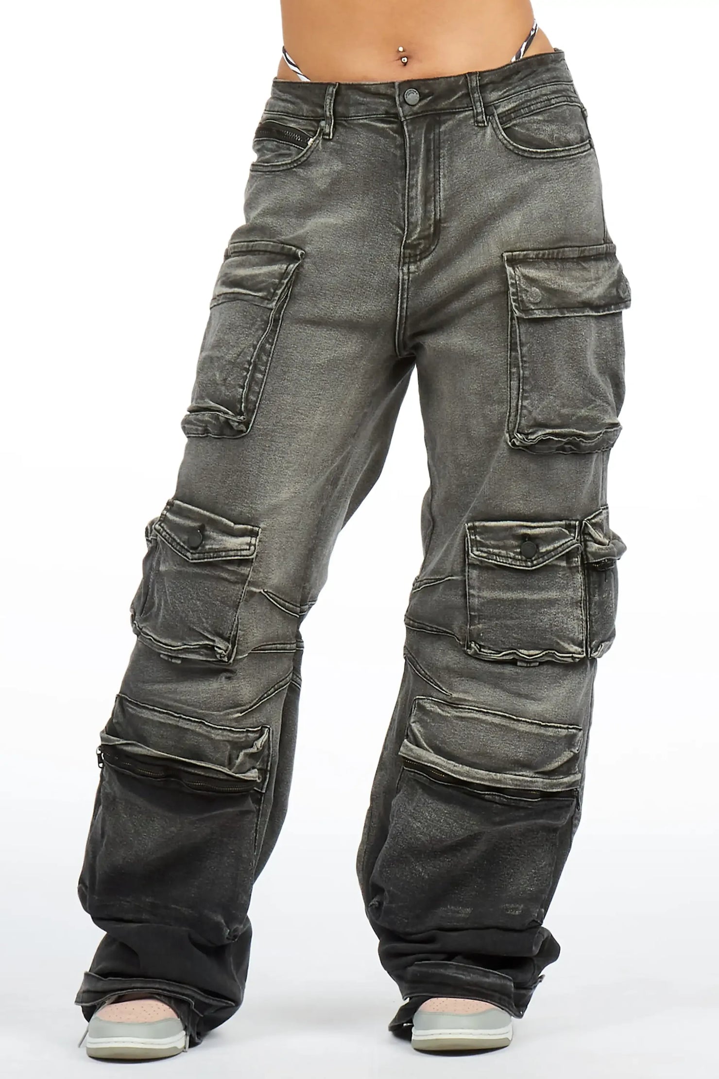 Javae Grey Wash Baggy Cargo Jean