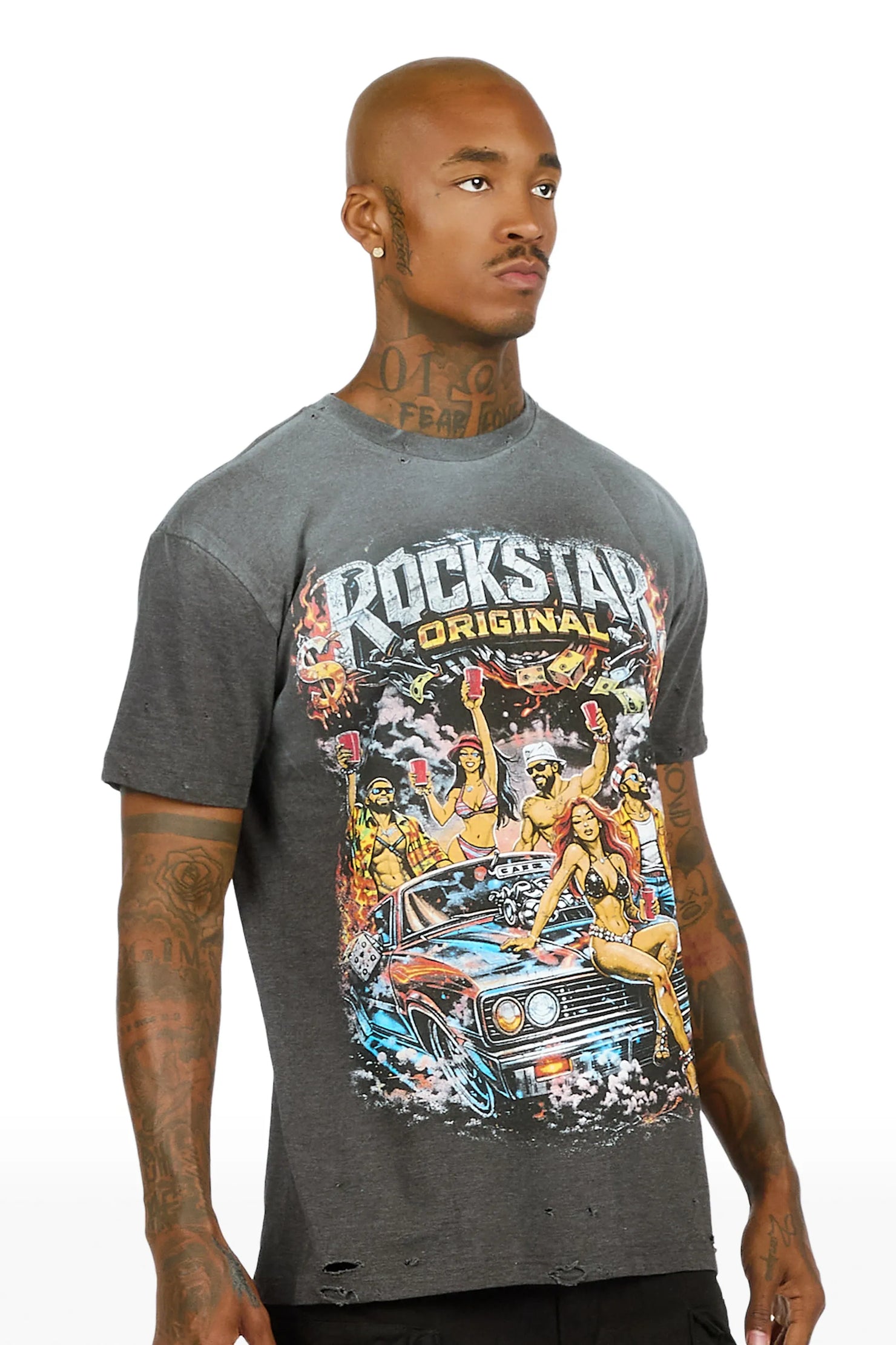 Wilzon Charcoal Oversized Graphic T-Shirt