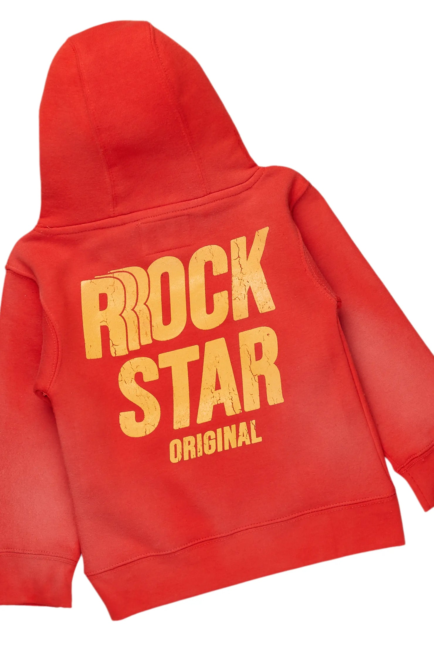 Boys Aiden Red Hoodie/Stacked Flare Jean Set