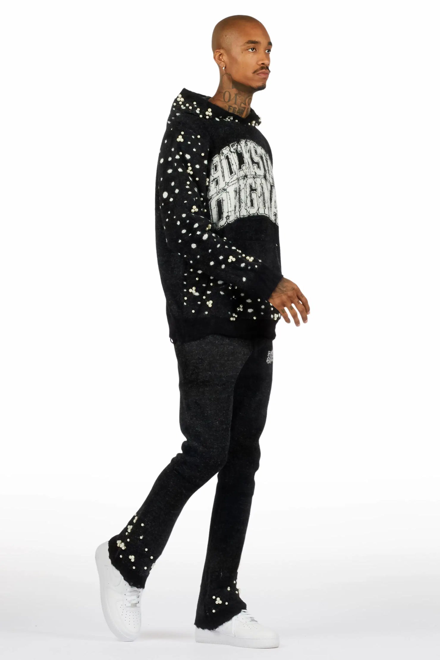 Peril Black Pearl Stone Hoodie Stacked Flare Track Set