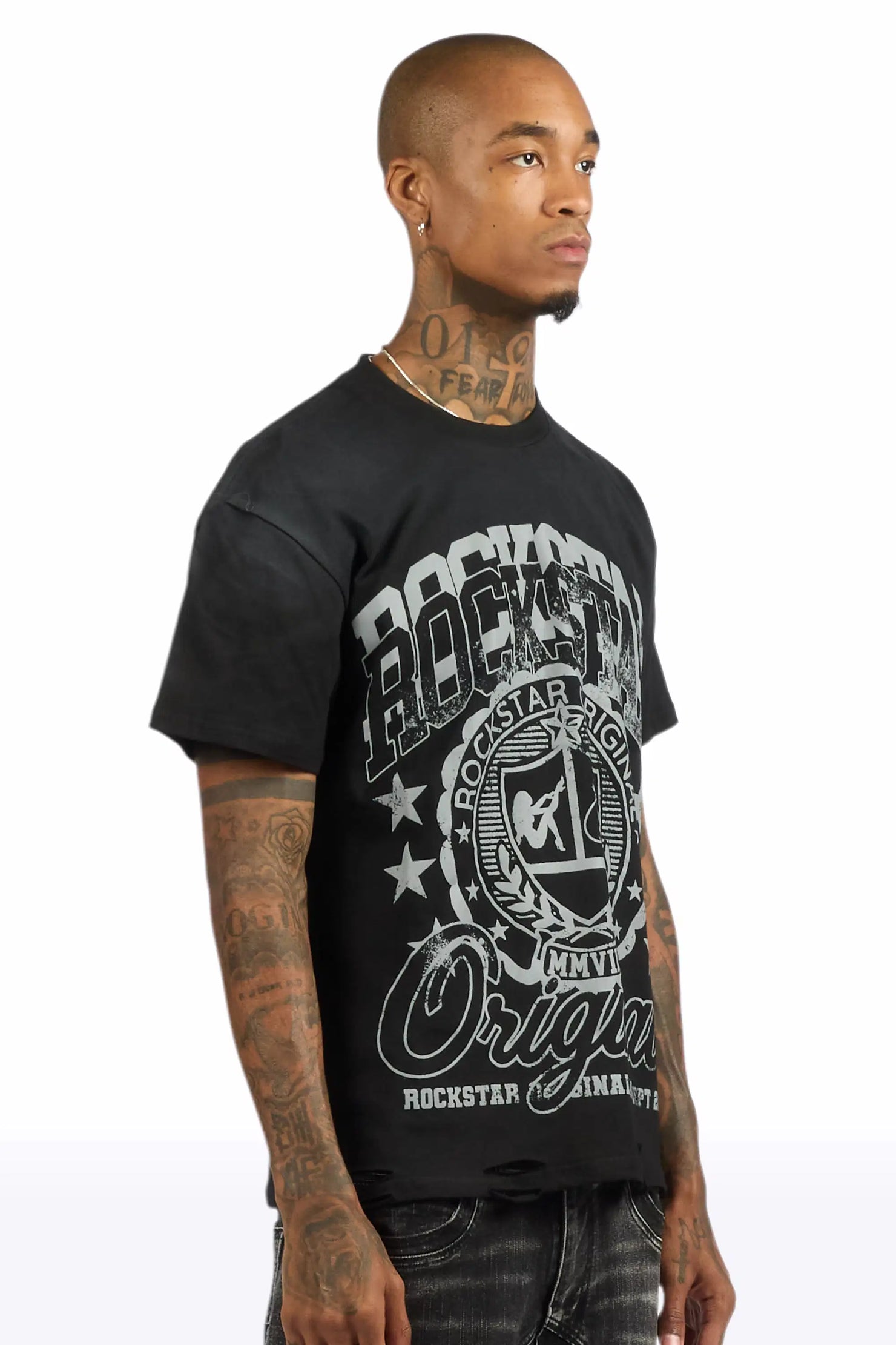 Dekar Black Oversized Graphic T-Shirt