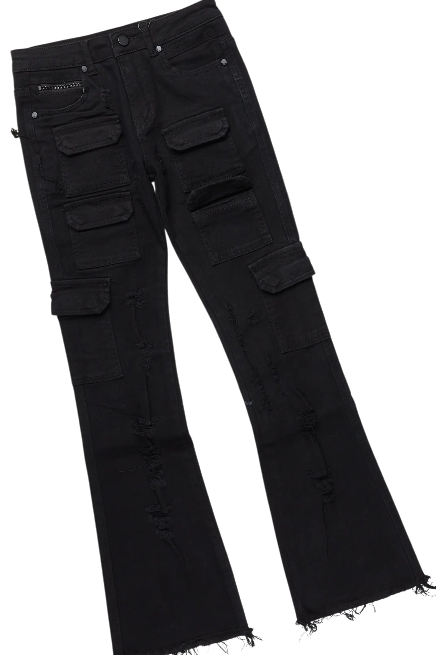 Boys Chuffed  White T-Shirt/Stacked Flare Jean Set