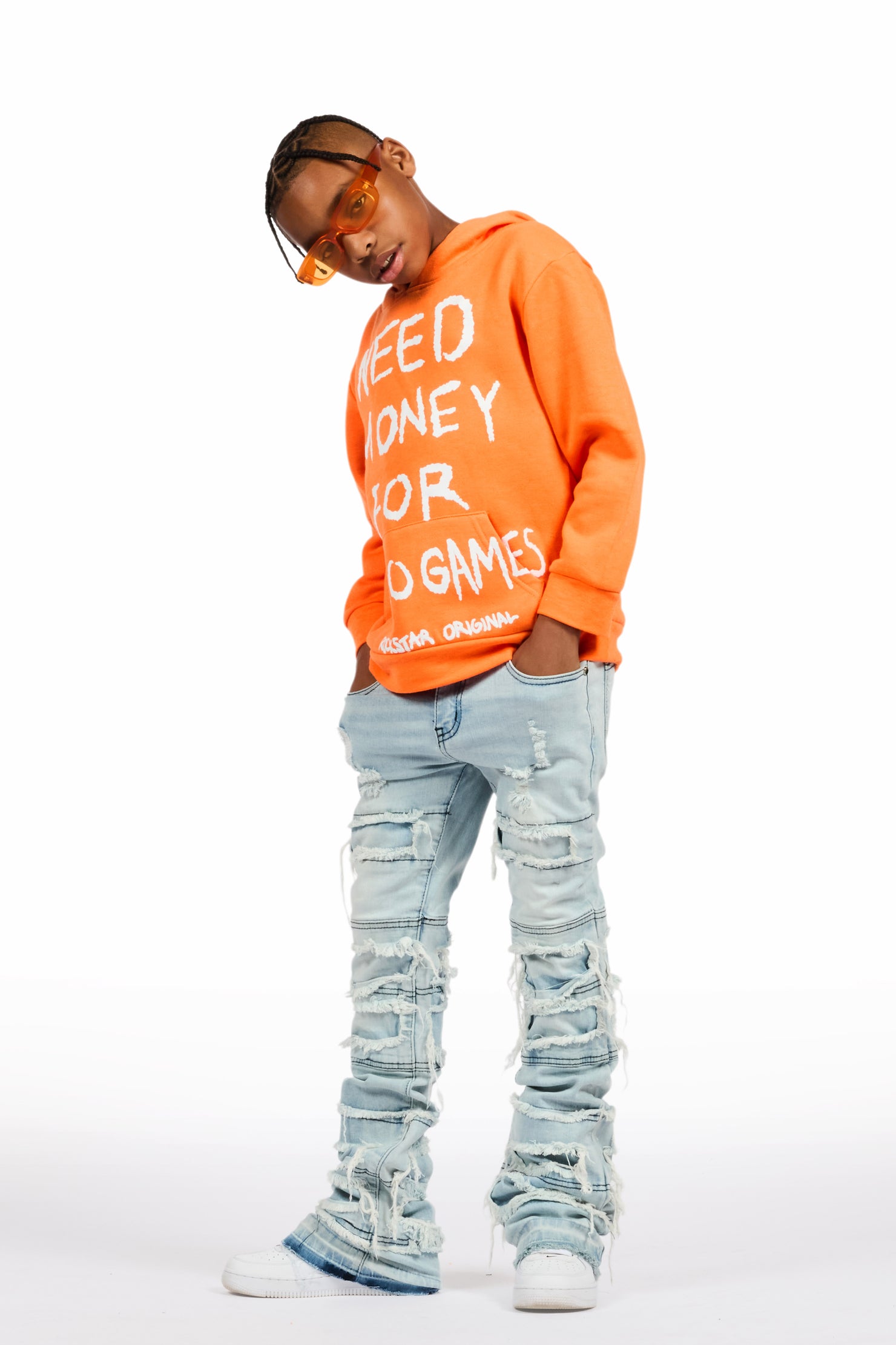 Boys Vasco Light Blue Stacked Flare Jean