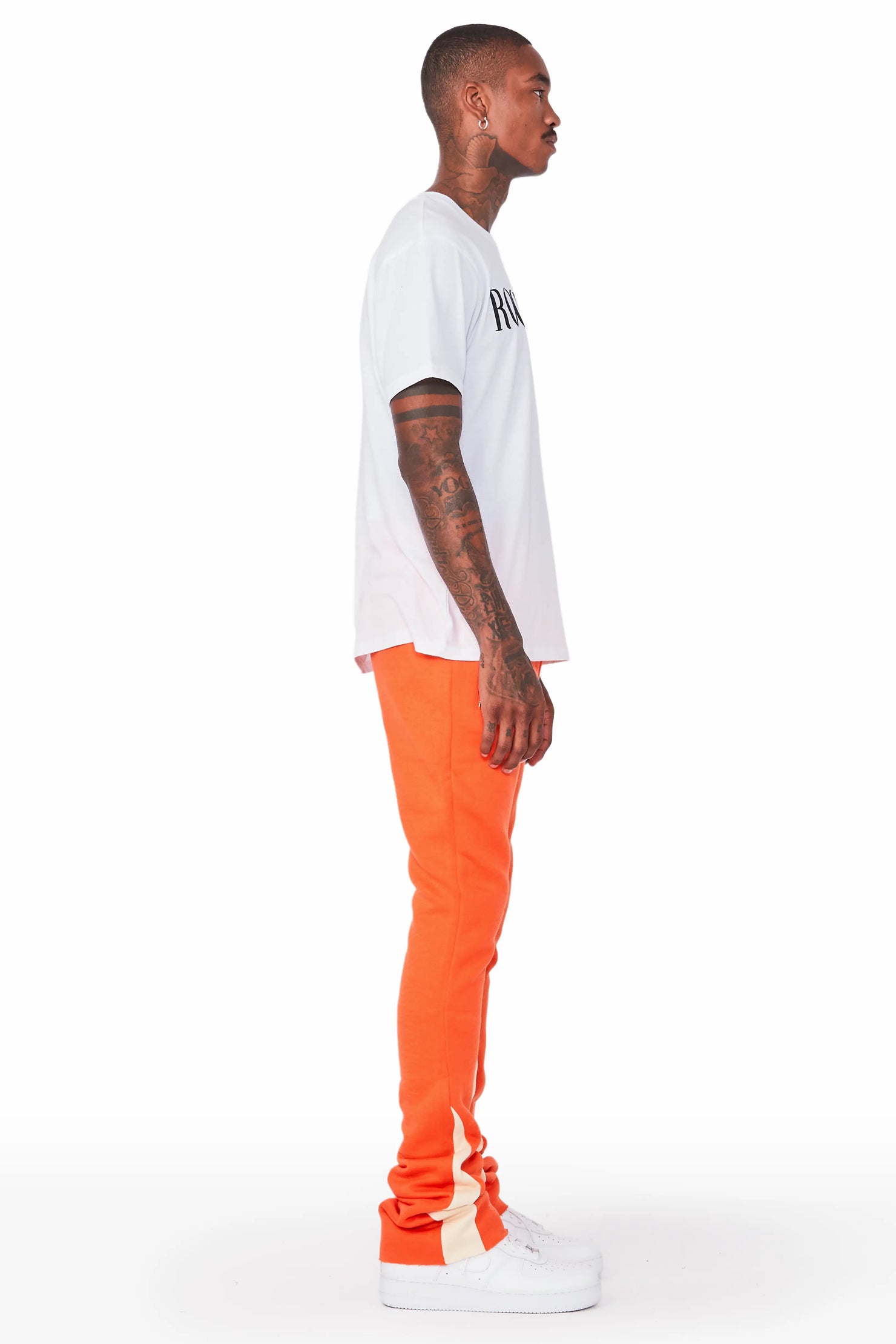 Everest Orange Stacked Flare Track Pant
