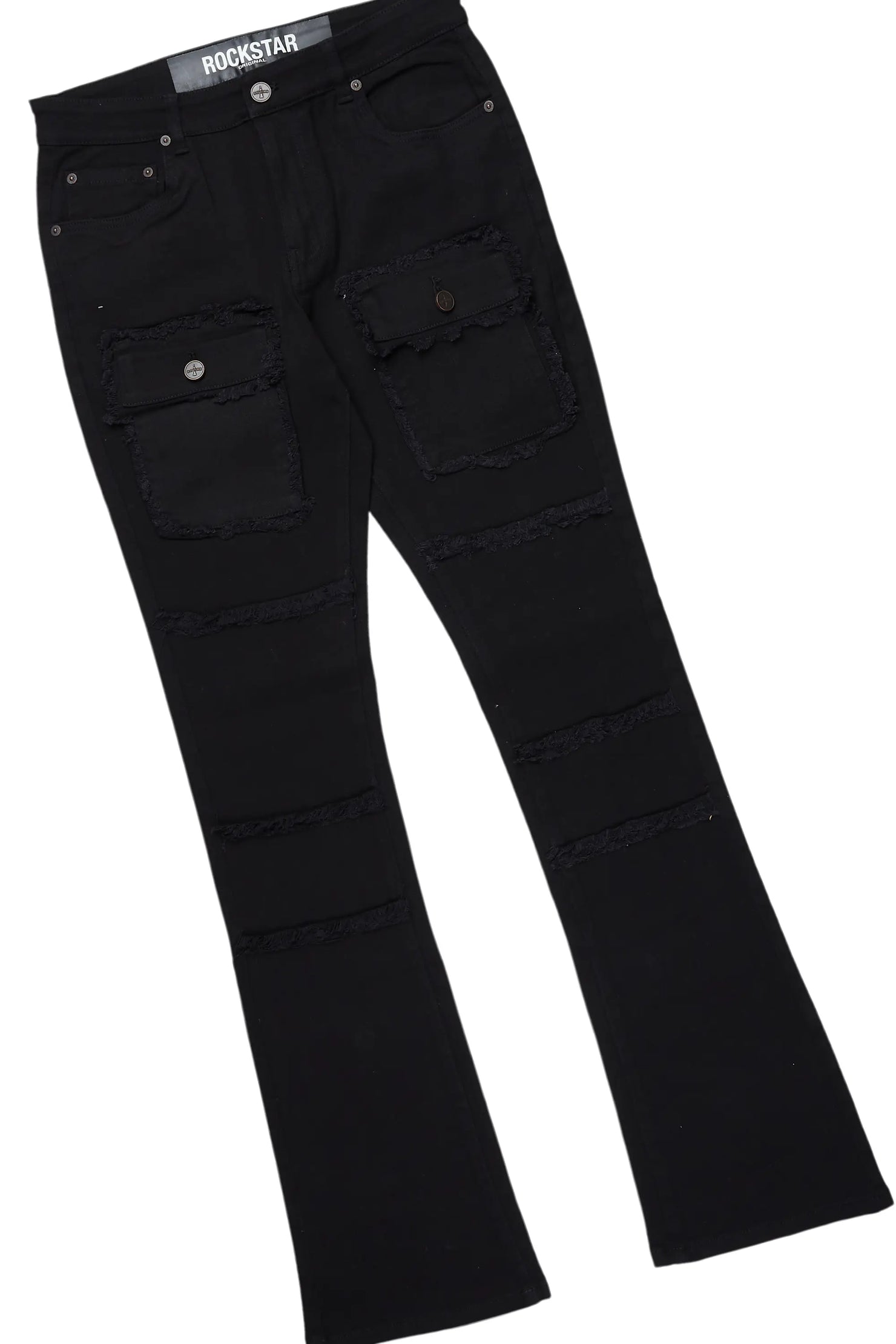 All Seeing Eyes Black Long Sleeve T-Shirt/Stacked Flare Cargo Jean Bundle